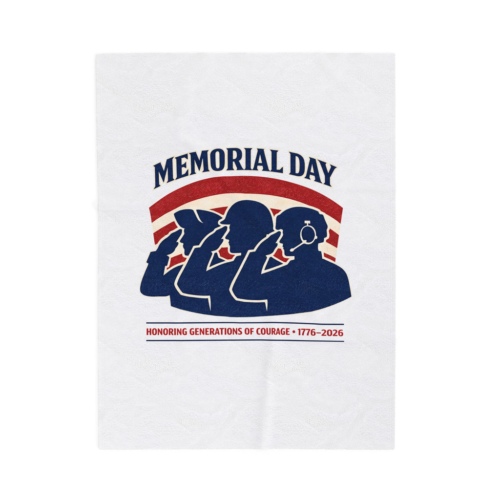 Memorial Day 1776–2026 Velveteen Plush Blanket | USA 250, vintage distressed patriotic