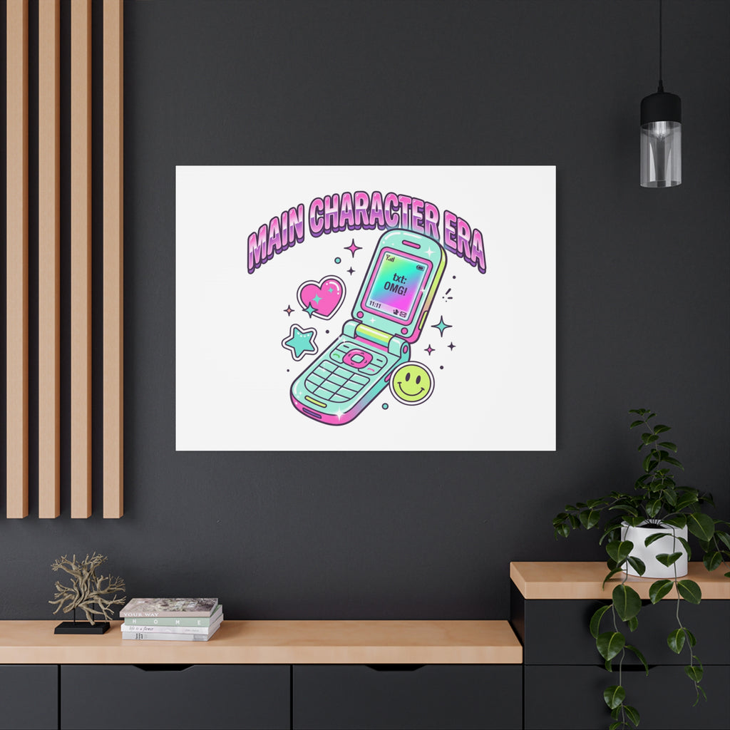 Main Character Era Canvas | Y2K Aesthetic, Retro Flip Phone Wall Art
