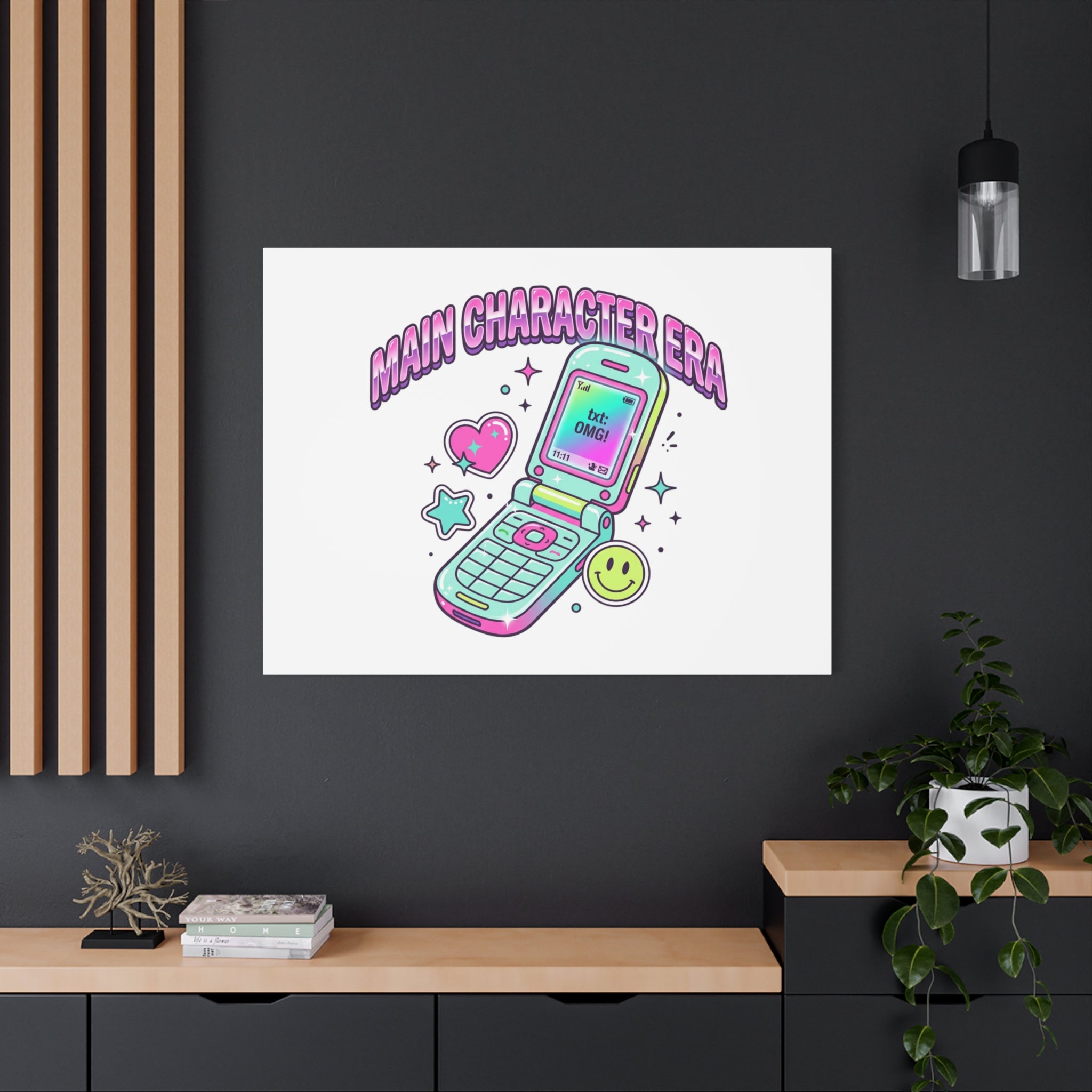 Main Character Era Canvas | Y2K Aesthetic, Retro Flip Phone Wall Art