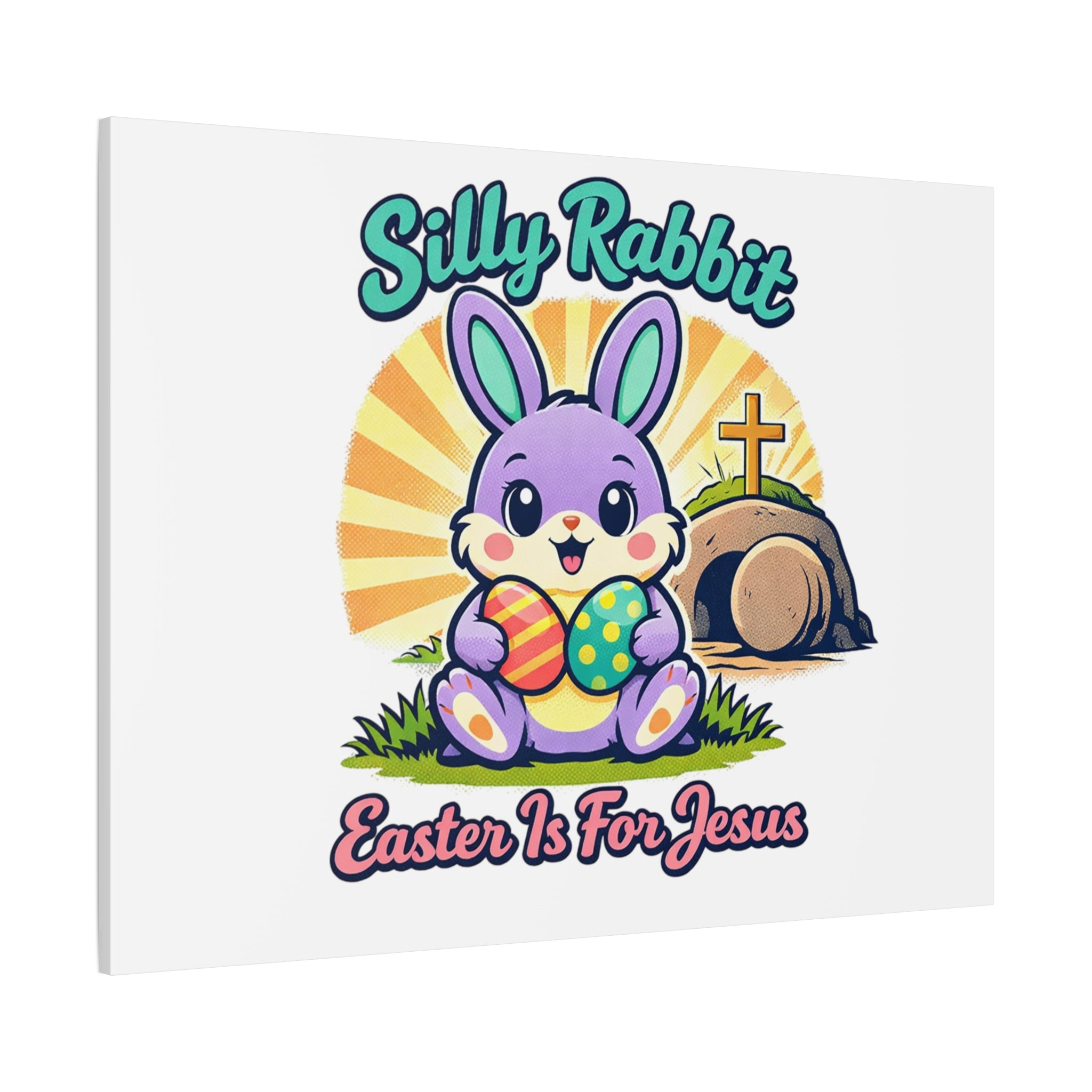 Easter Is For Jesus Bunny Canvas | Easter Christian, Faith-Based Pastel Retro