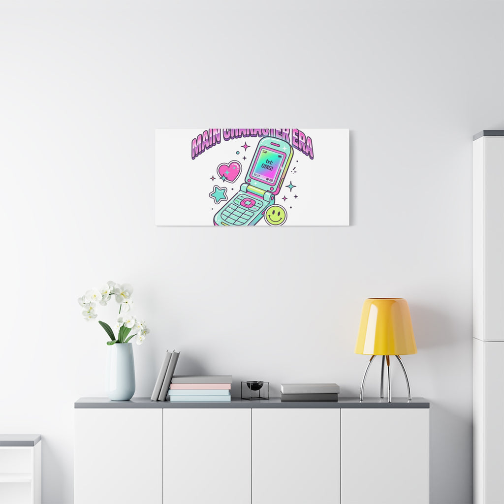 Main Character Era Canvas | Y2K Aesthetic, Retro Flip Phone Wall Art