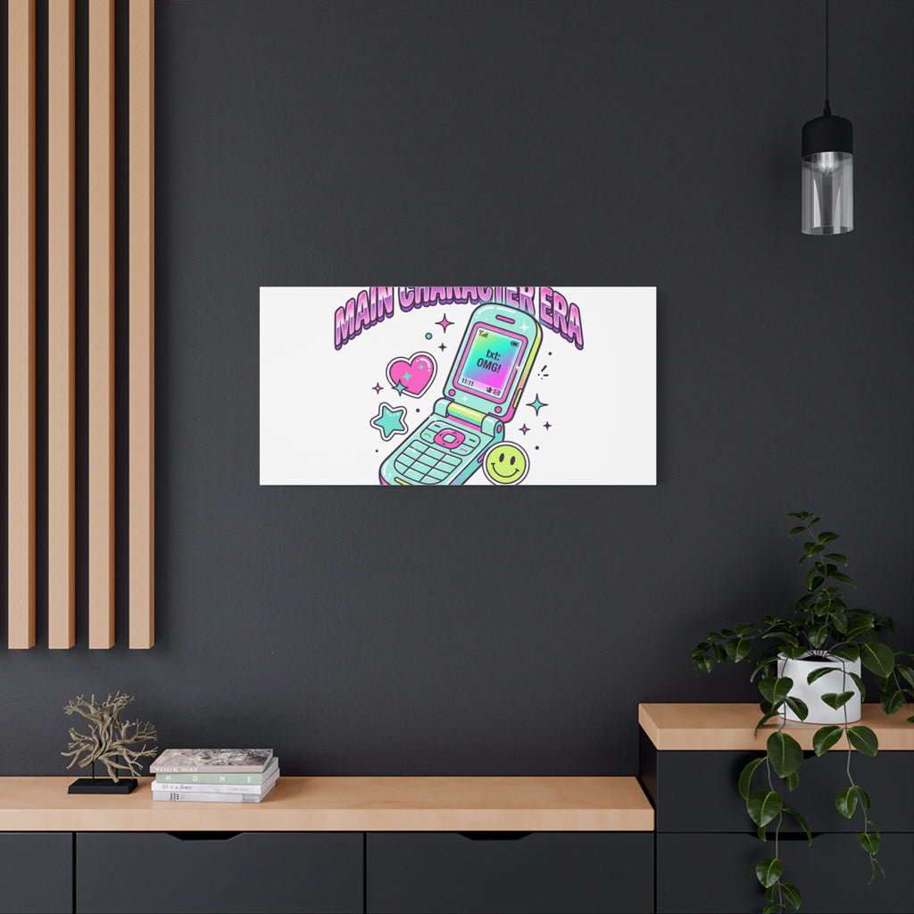 Main Character Era Canvas | Y2K Aesthetic, Retro Flip Phone Wall Art