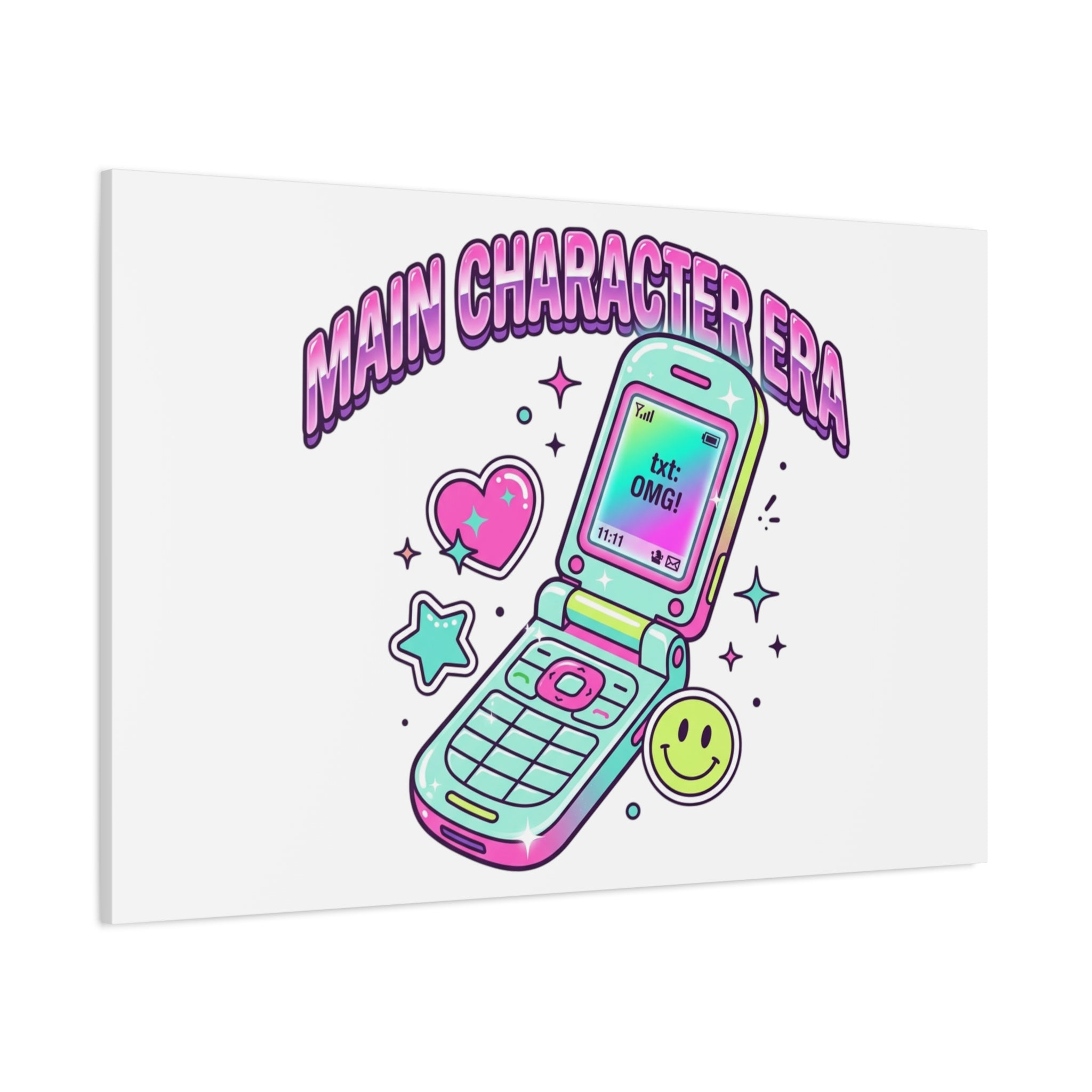 Main Character Era Canvas | Y2K Aesthetic, Retro Flip Phone Wall Art