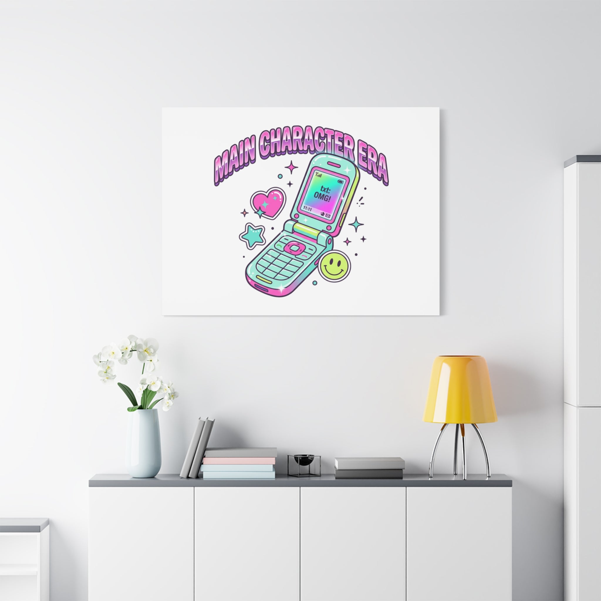 Main Character Era Canvas | Y2K Aesthetic, Retro Flip Phone Wall Art