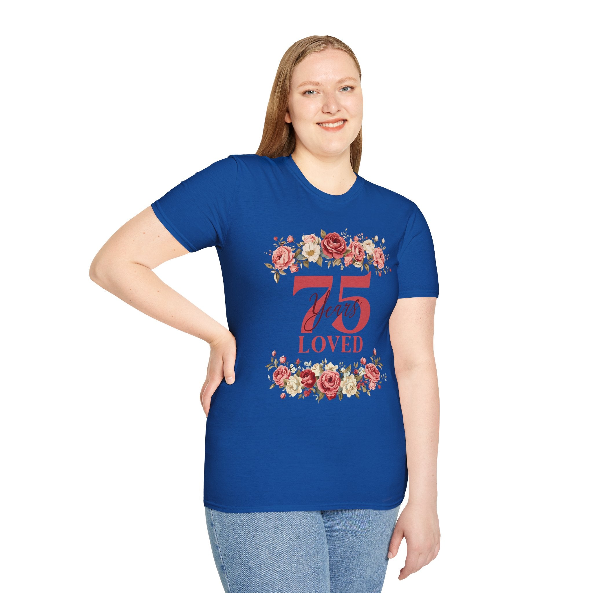 T‑Shirt — "75 Years Loved" Floral Anniversary Tee