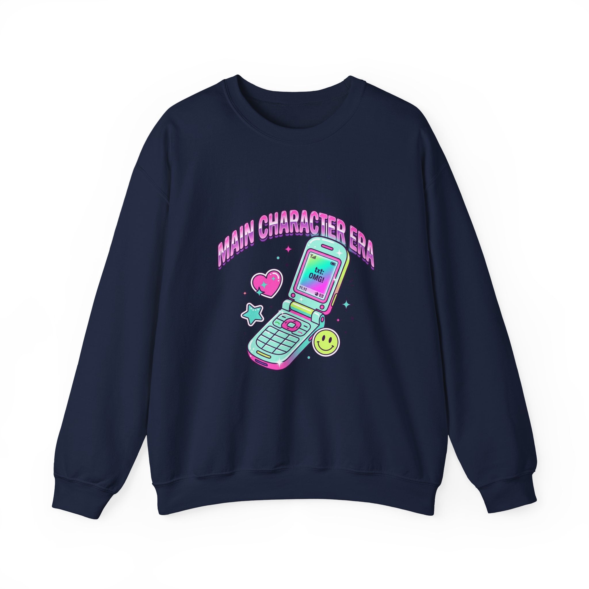 Flirty Y2K Flip Phone Graphic Sweatshirt | 2000s Aesthetic, Retro Internet