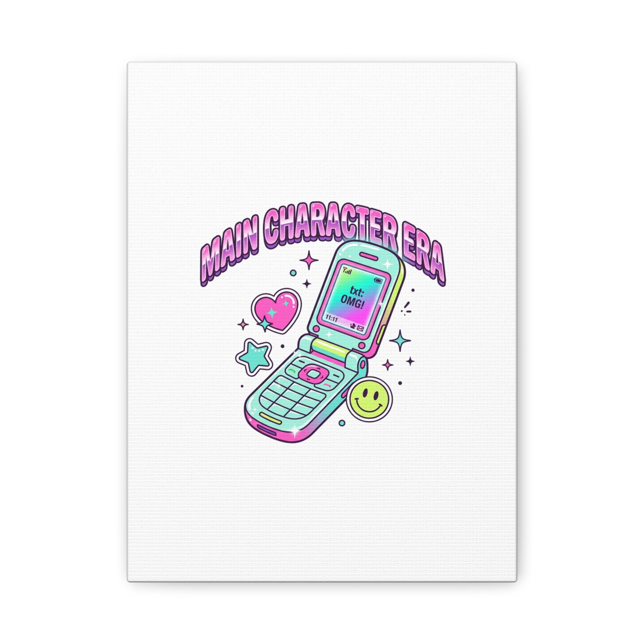 Main Character Era Canvas | Y2K Aesthetic, Retro Flip Phone Wall Art