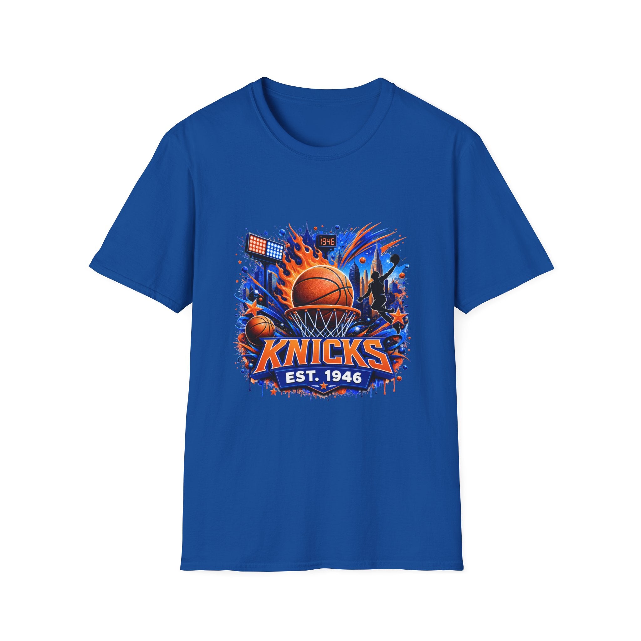 New York Knicks Basketball T-Shirt — City Skyline Player Collage