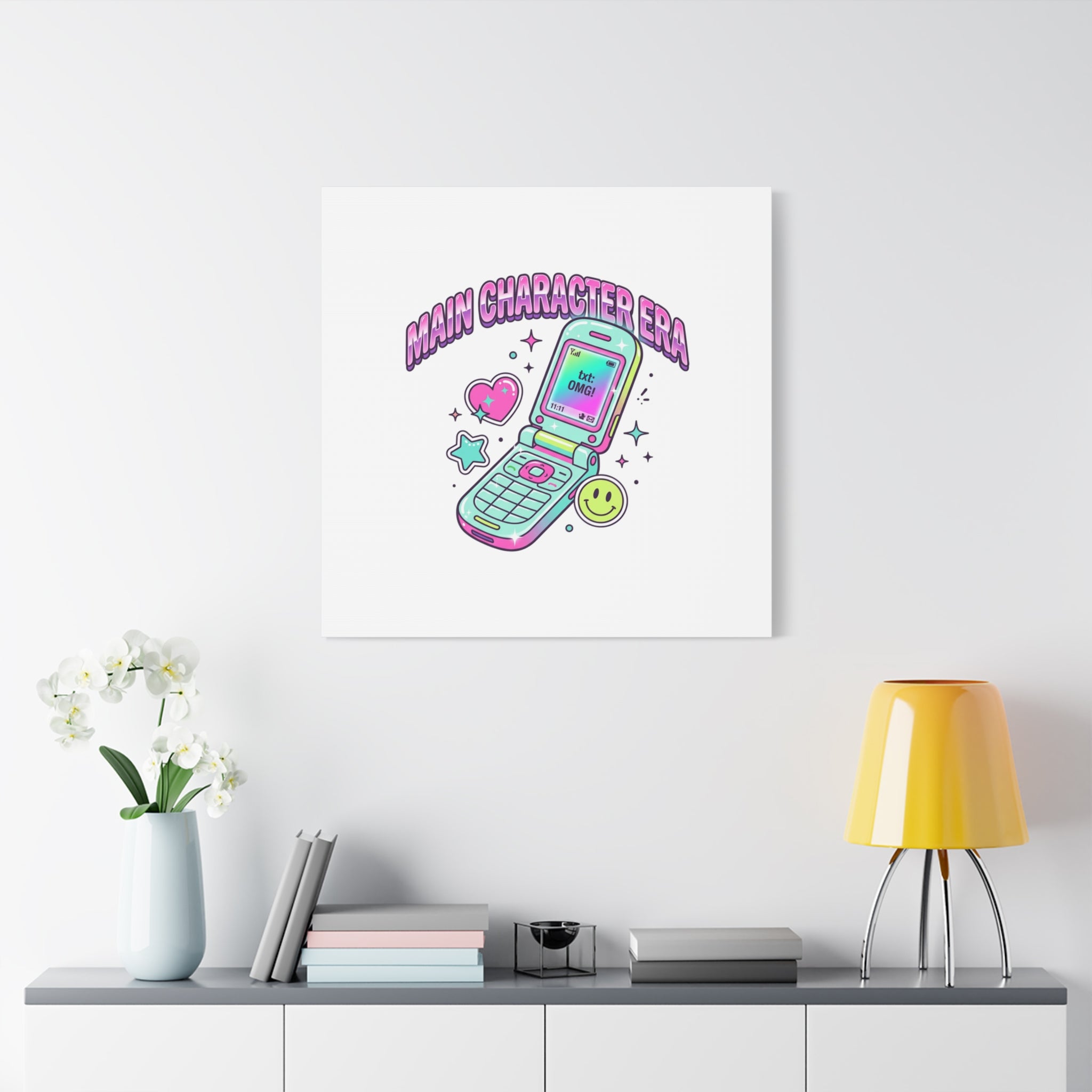 Main Character Era Canvas | Y2K Aesthetic, Retro Flip Phone Wall Art