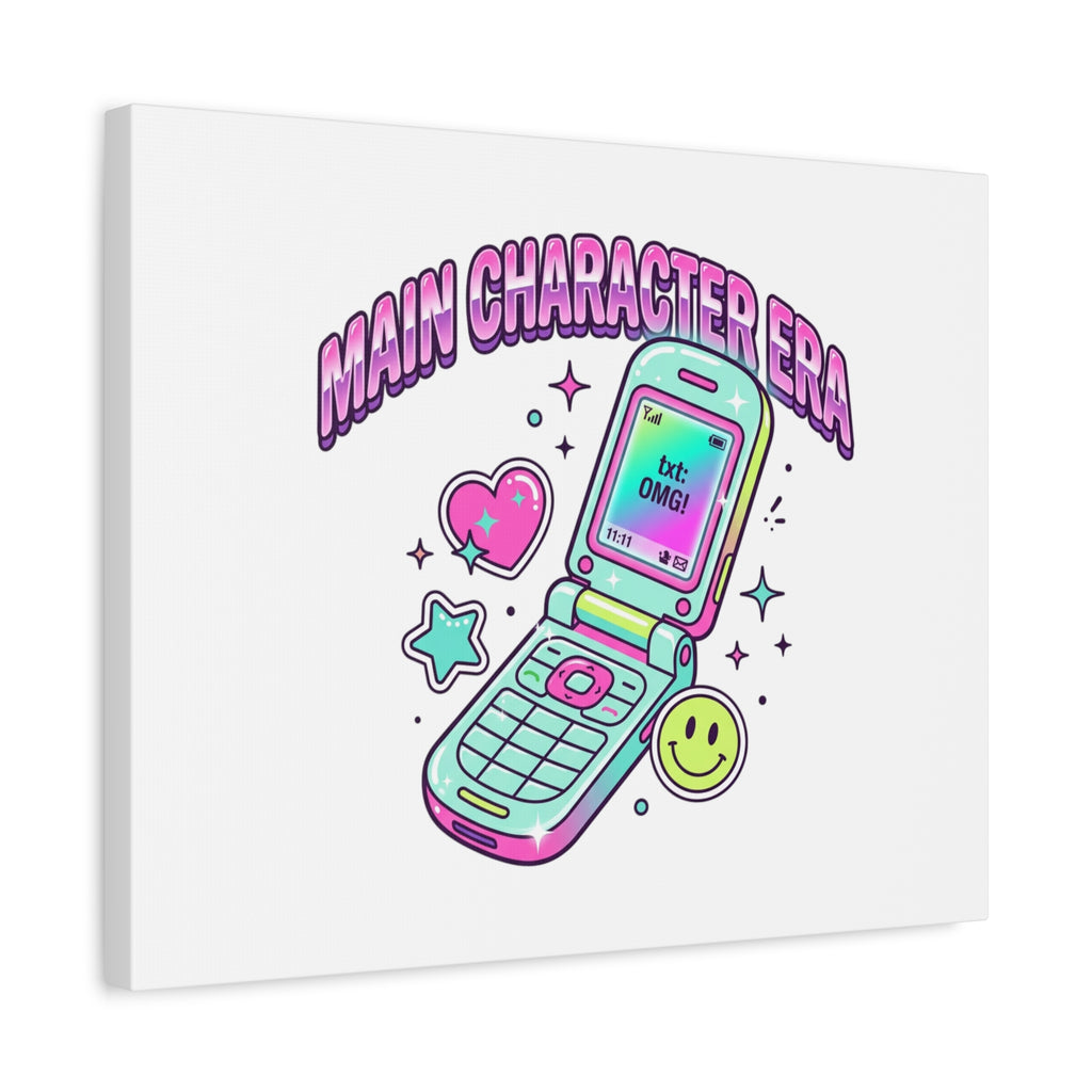 Main Character Era Canvas | Y2K Aesthetic, Retro Flip Phone Wall Art