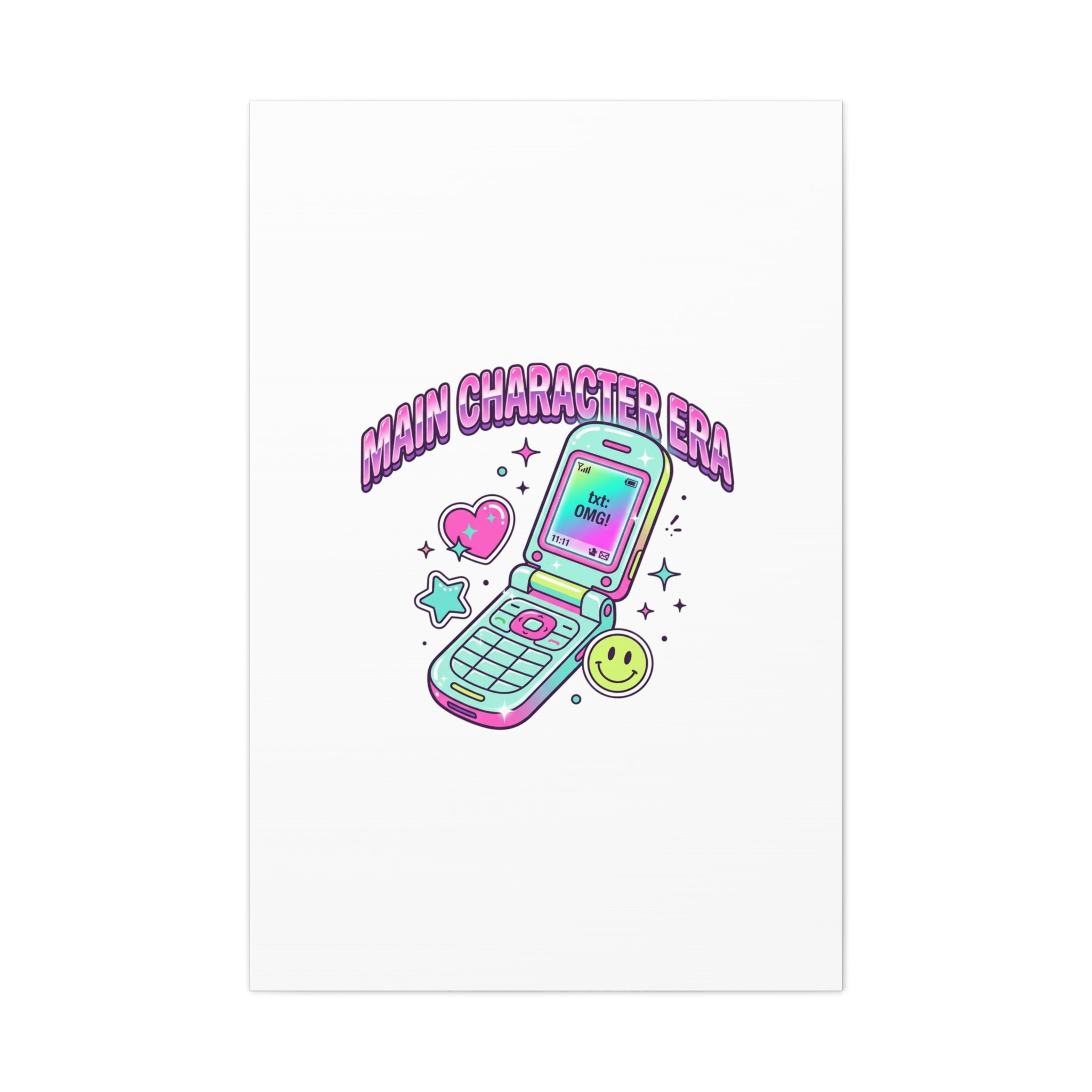 Main Character Era Canvas | Y2K Aesthetic, Retro Flip Phone Wall Art