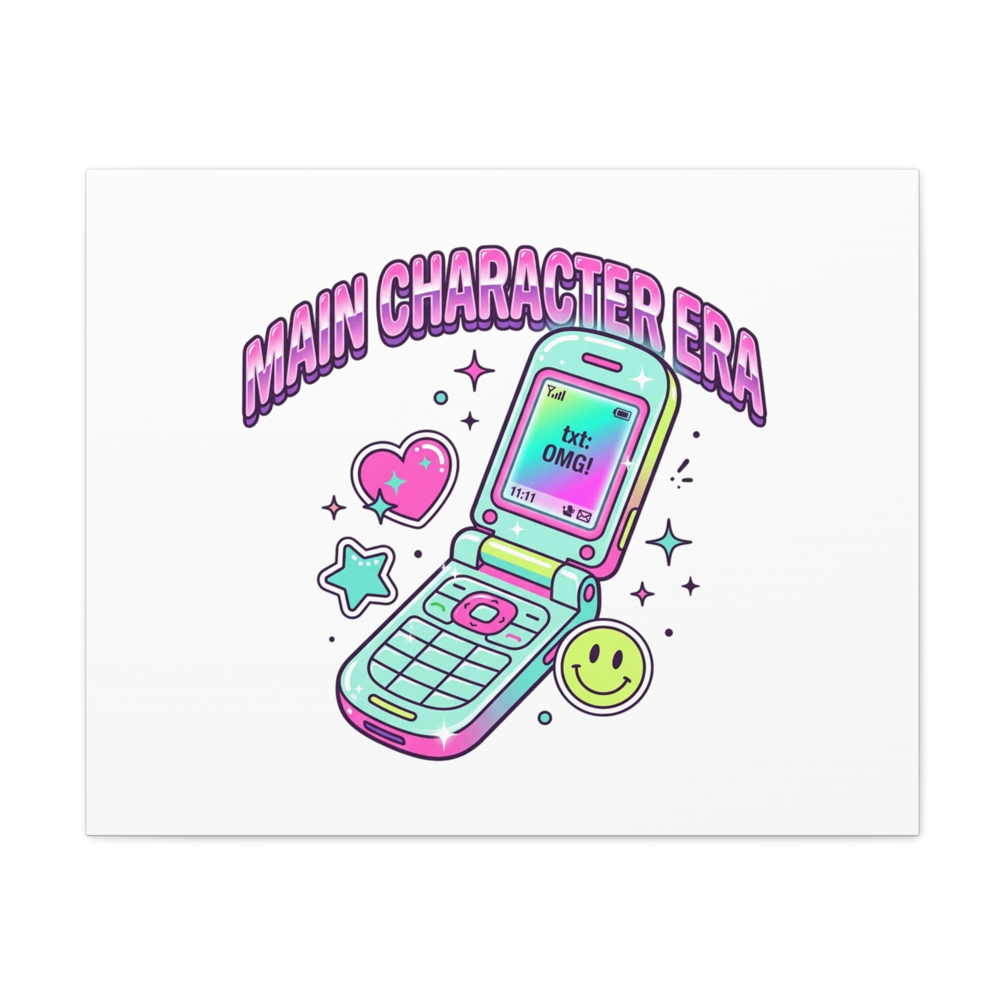 Main Character Era Canvas | Y2K Aesthetic, Retro Flip Phone Wall Art