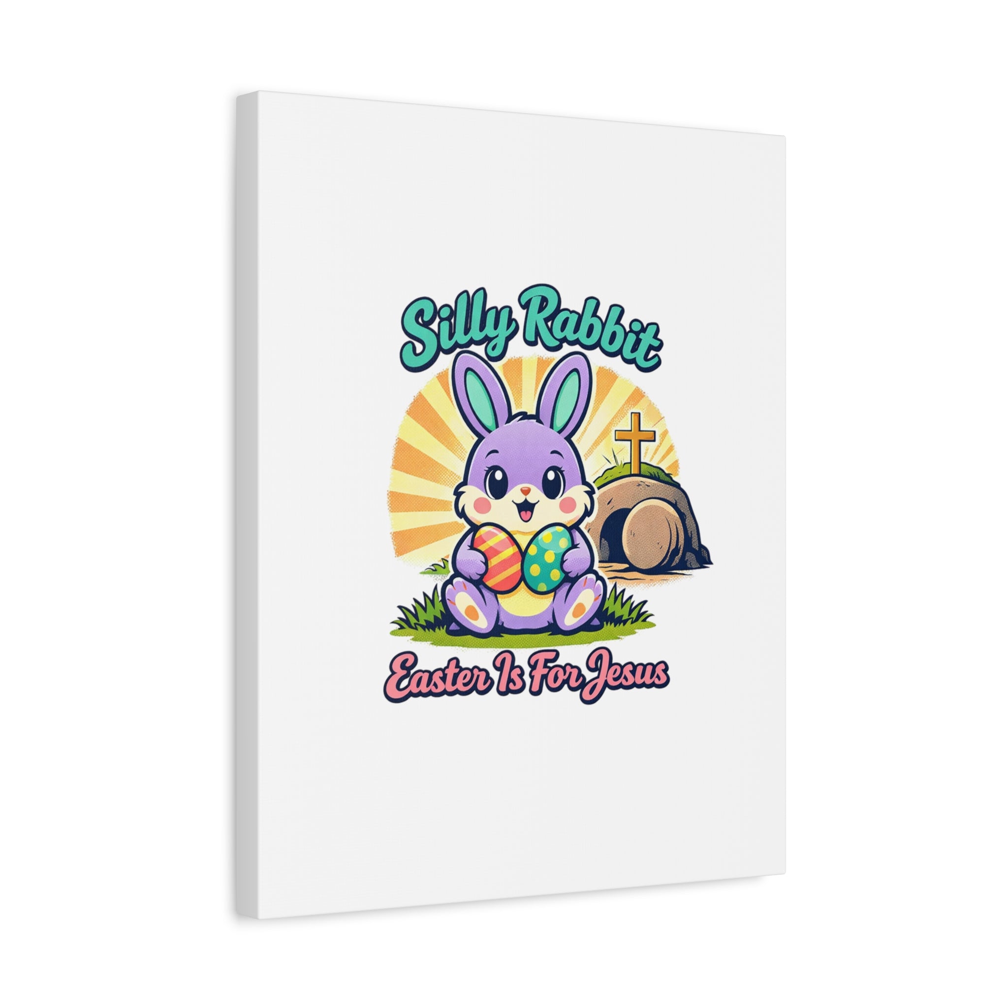Easter Is For Jesus Bunny Canvas | Easter Christian, Faith-Based Pastel Retro
