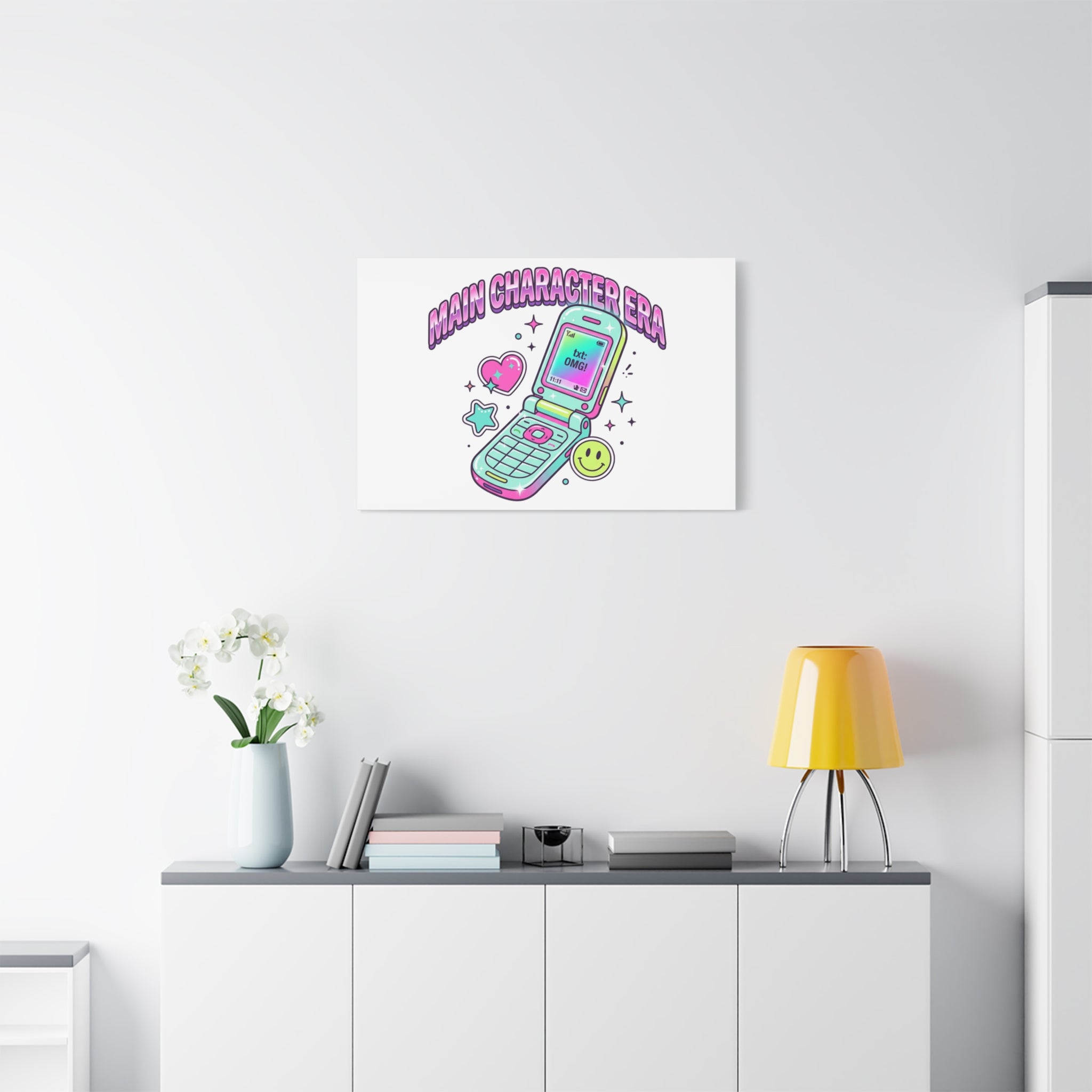Main Character Era Canvas | Y2K Aesthetic, Retro Flip Phone Wall Art