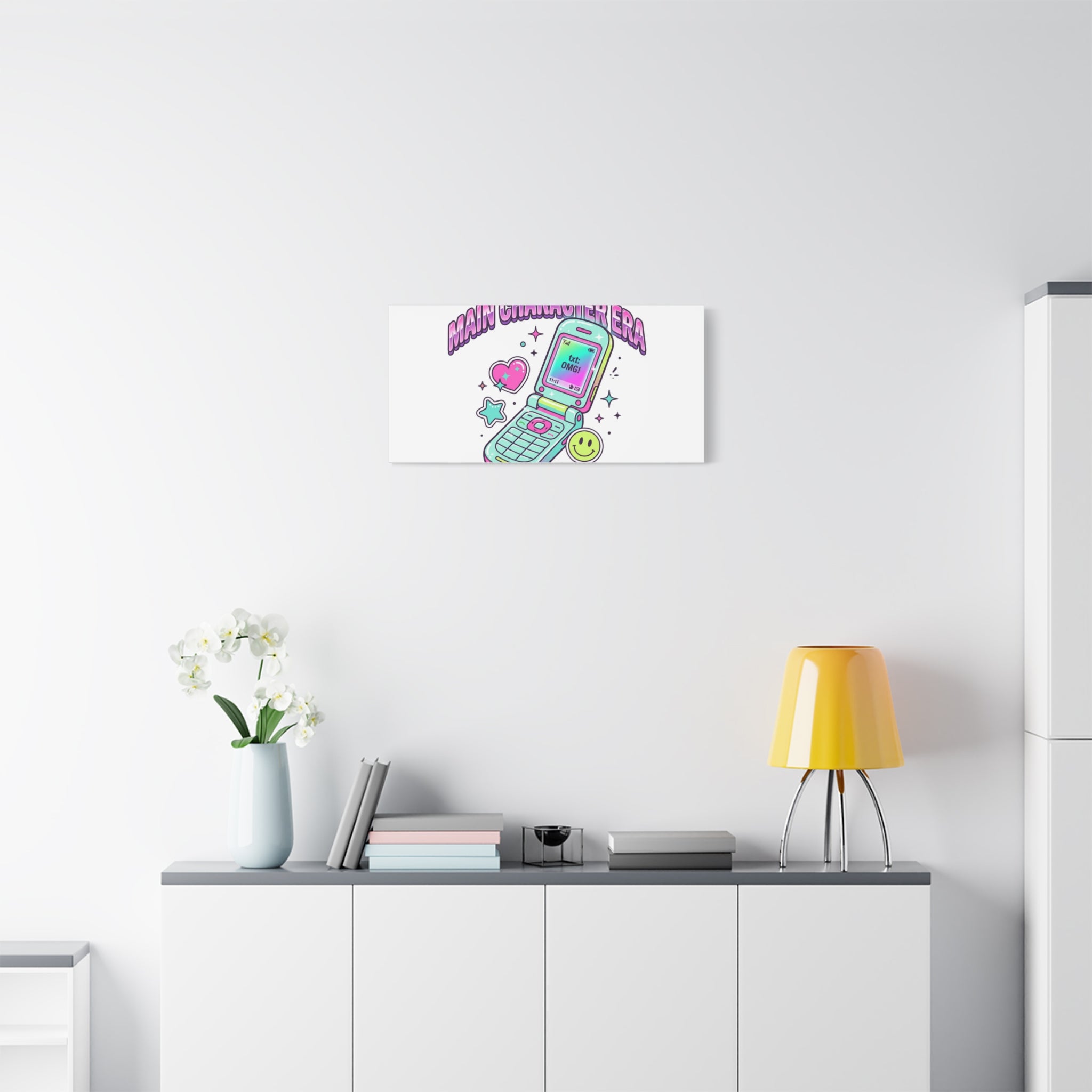Main Character Era Canvas | Y2K Aesthetic, Retro Flip Phone Wall Art