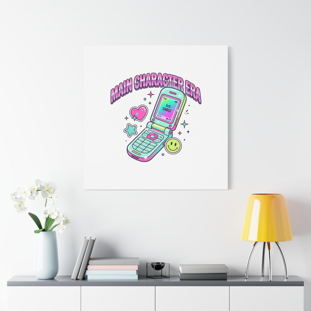 Main Character Era Canvas | Y2K Aesthetic, Retro Flip Phone Wall Art