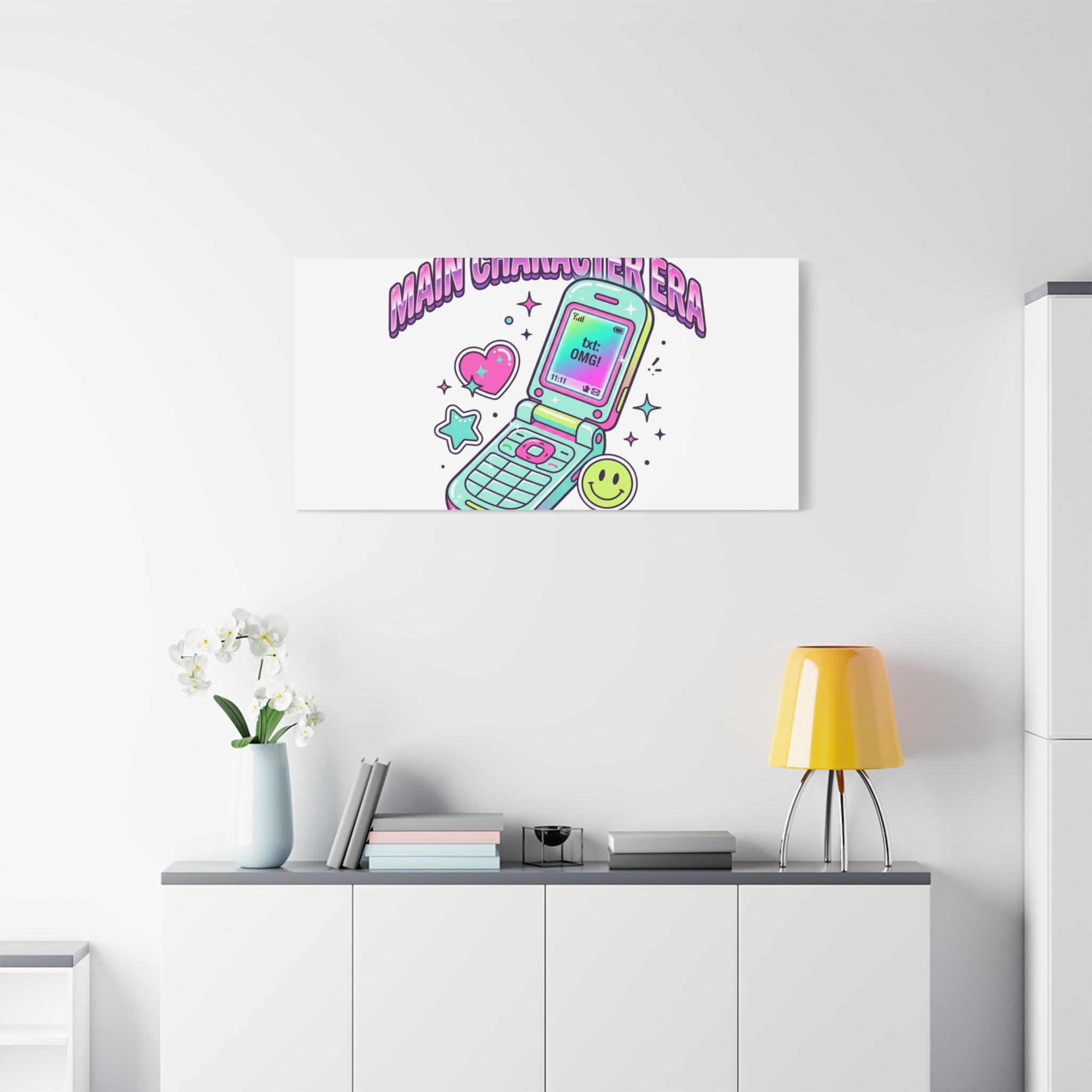 Main Character Era Canvas | Y2K Aesthetic, Retro Flip Phone Wall Art