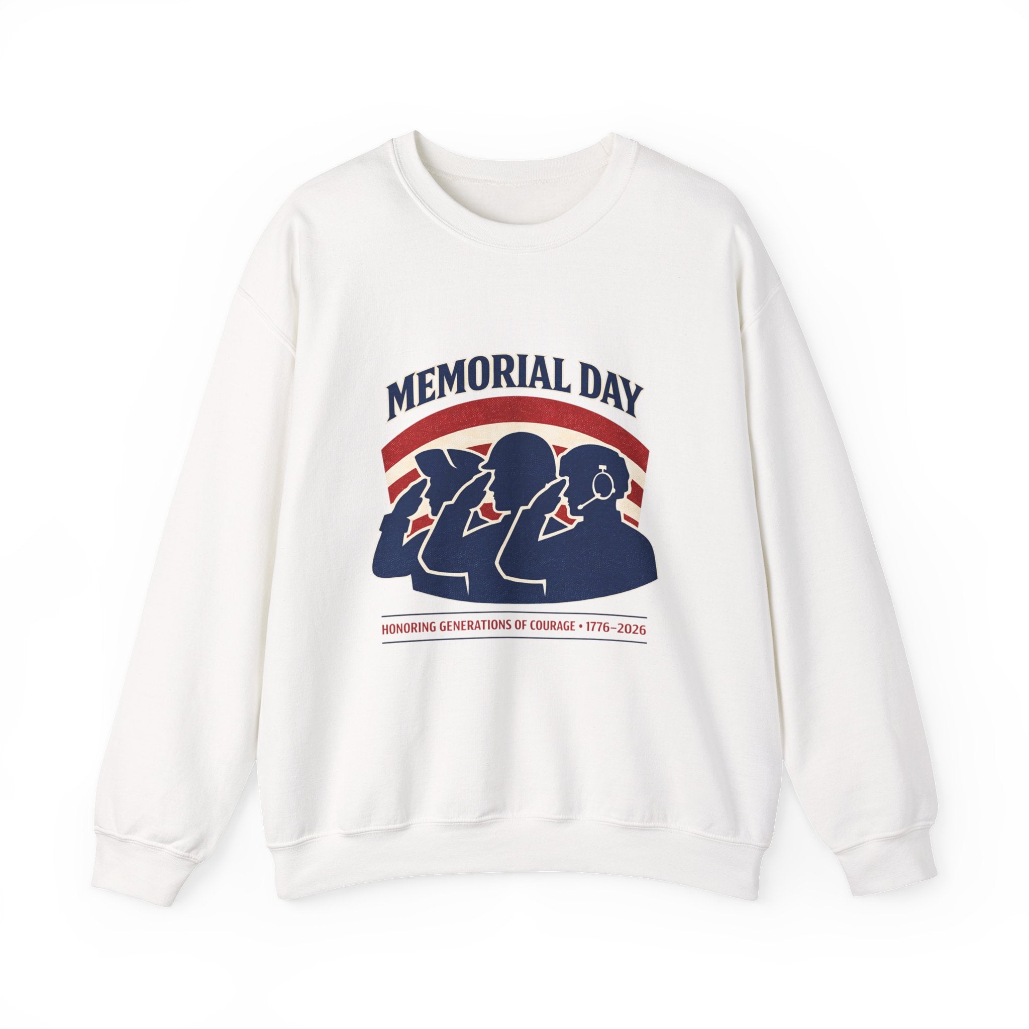Memorial Day 1776–2026 Crewneck Sweatshirt | USA 250, vintage distressed patriotic