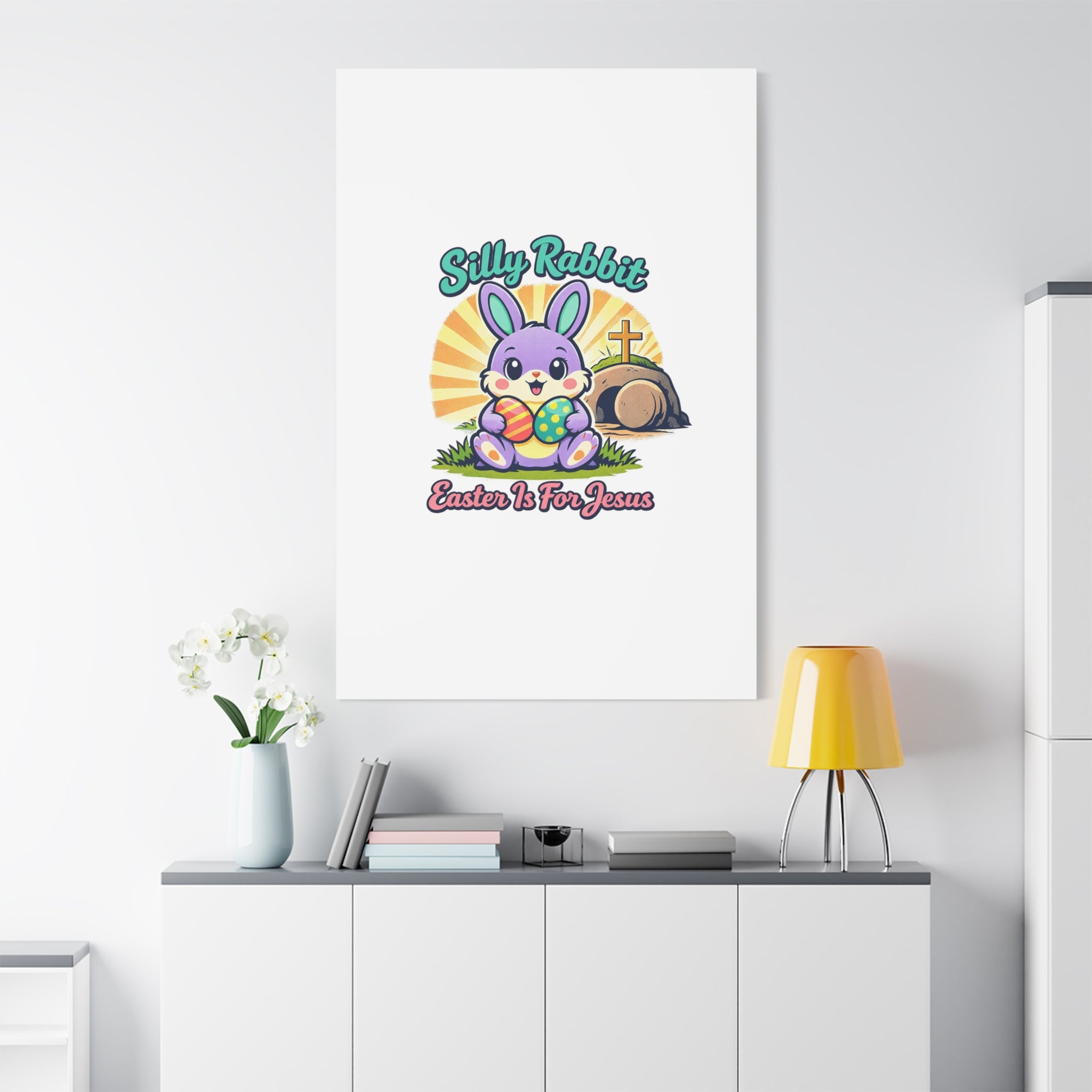 Easter Is For Jesus Bunny Canvas | Easter Christian, Faith-Based Pastel Retro