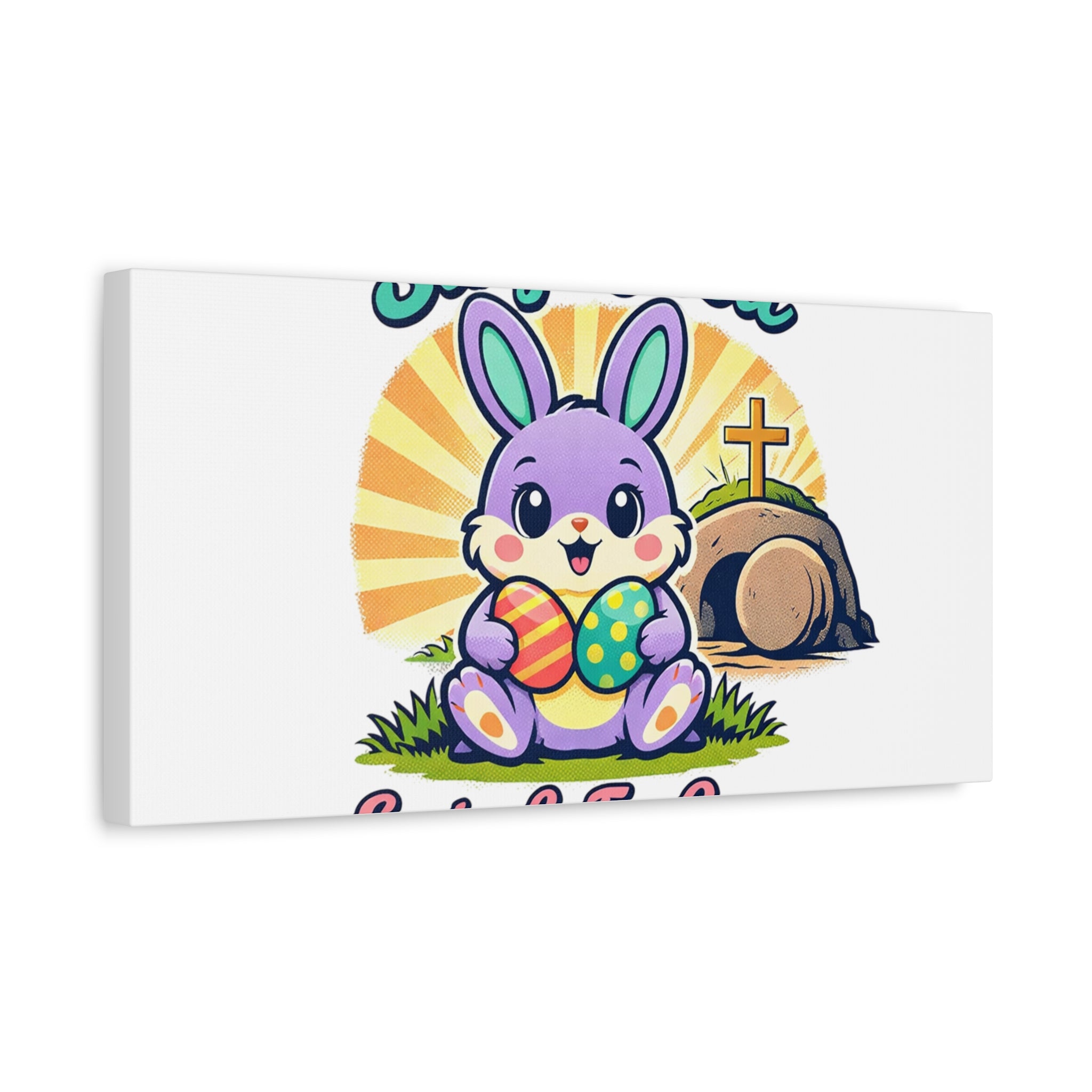 Easter Is For Jesus Bunny Canvas | Easter Christian, Faith-Based Pastel Retro