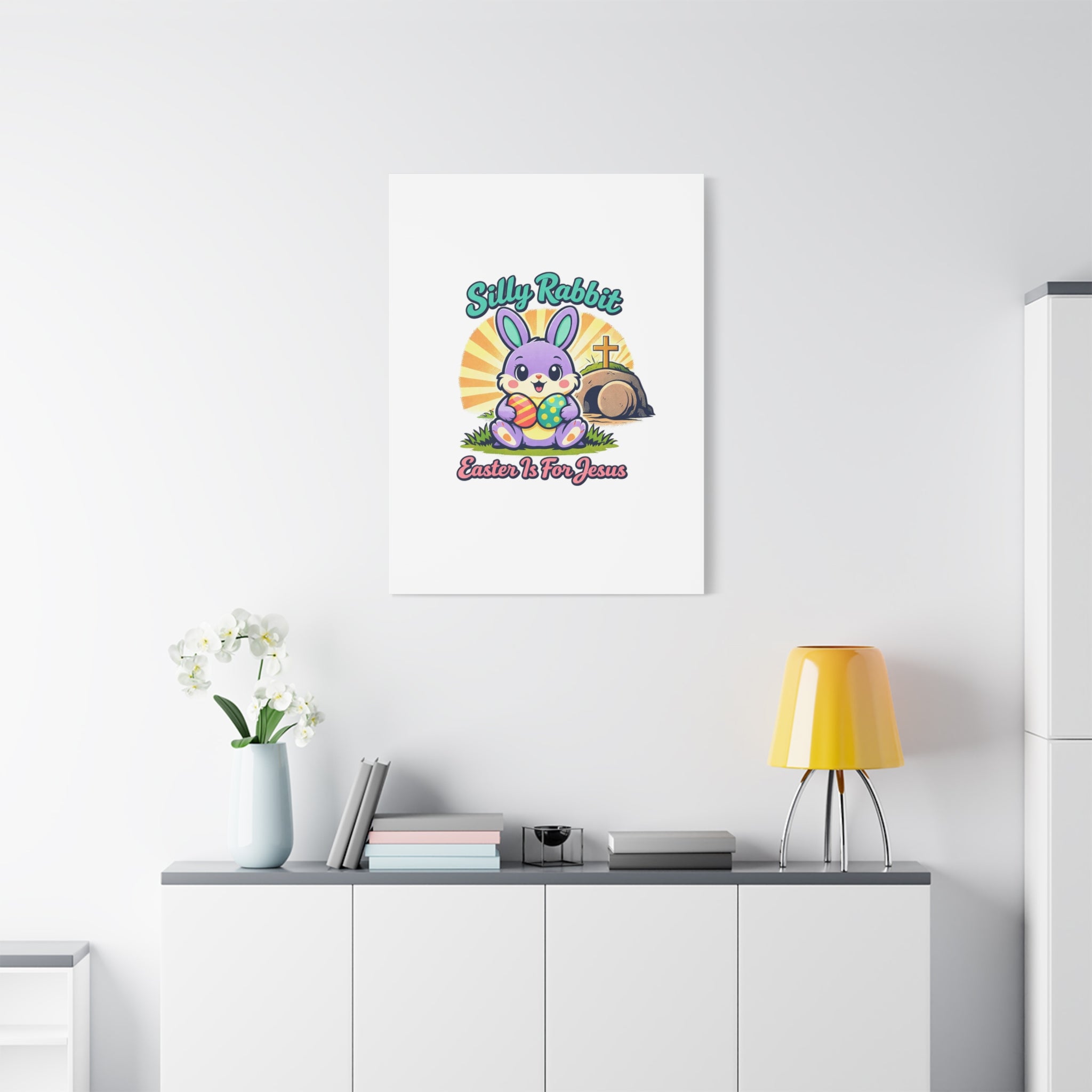 Easter Is For Jesus Bunny Canvas | Easter Christian, Faith-Based Pastel Retro