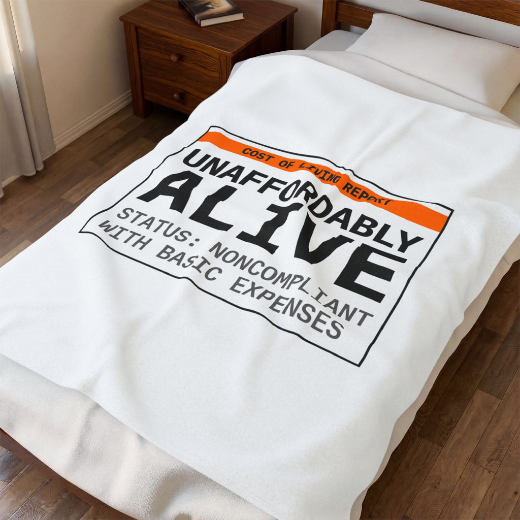 Unaffordably Alive Blanket | cost of living crisis, budget humor