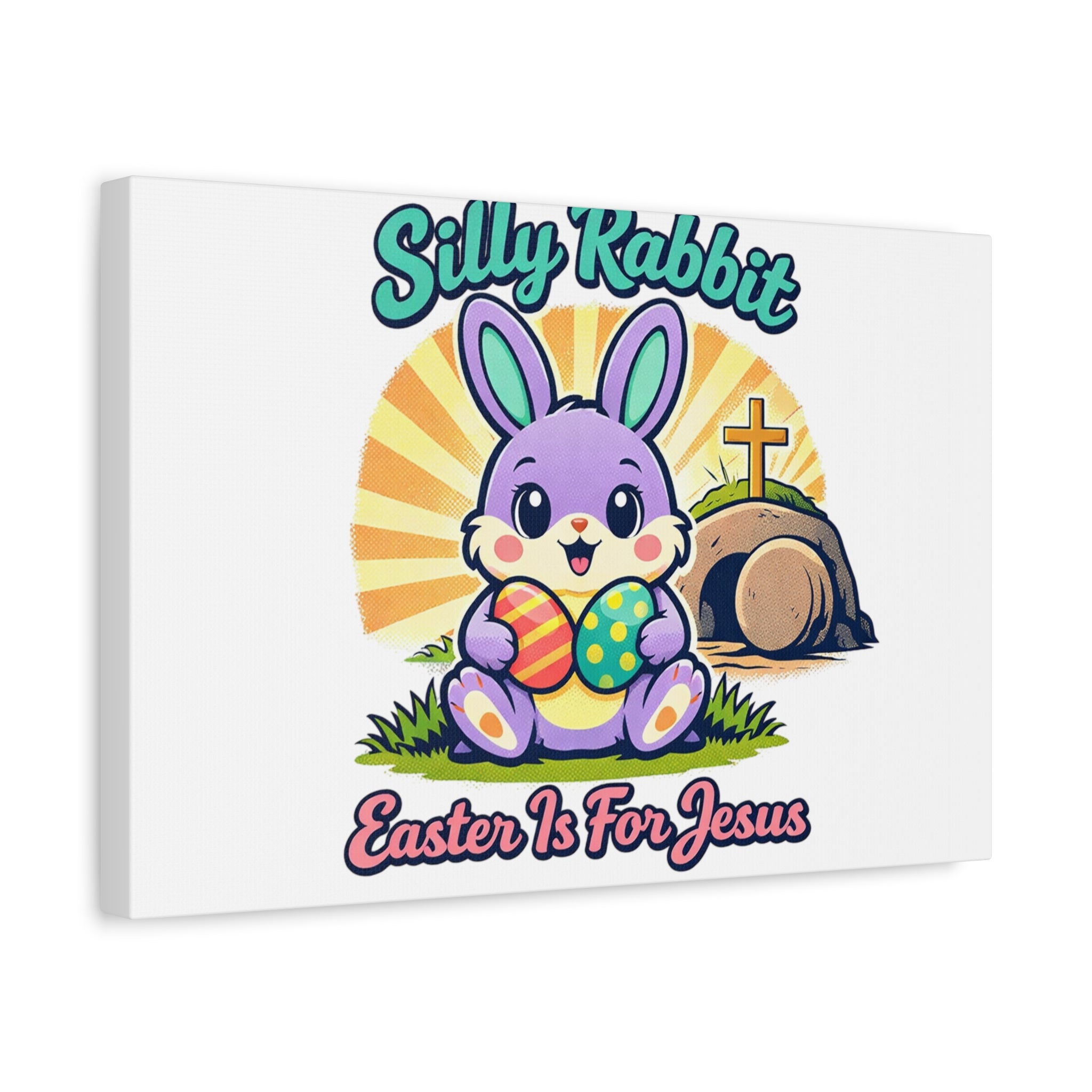 Easter Is For Jesus Bunny Canvas | Easter Christian, Faith-Based Pastel Retro