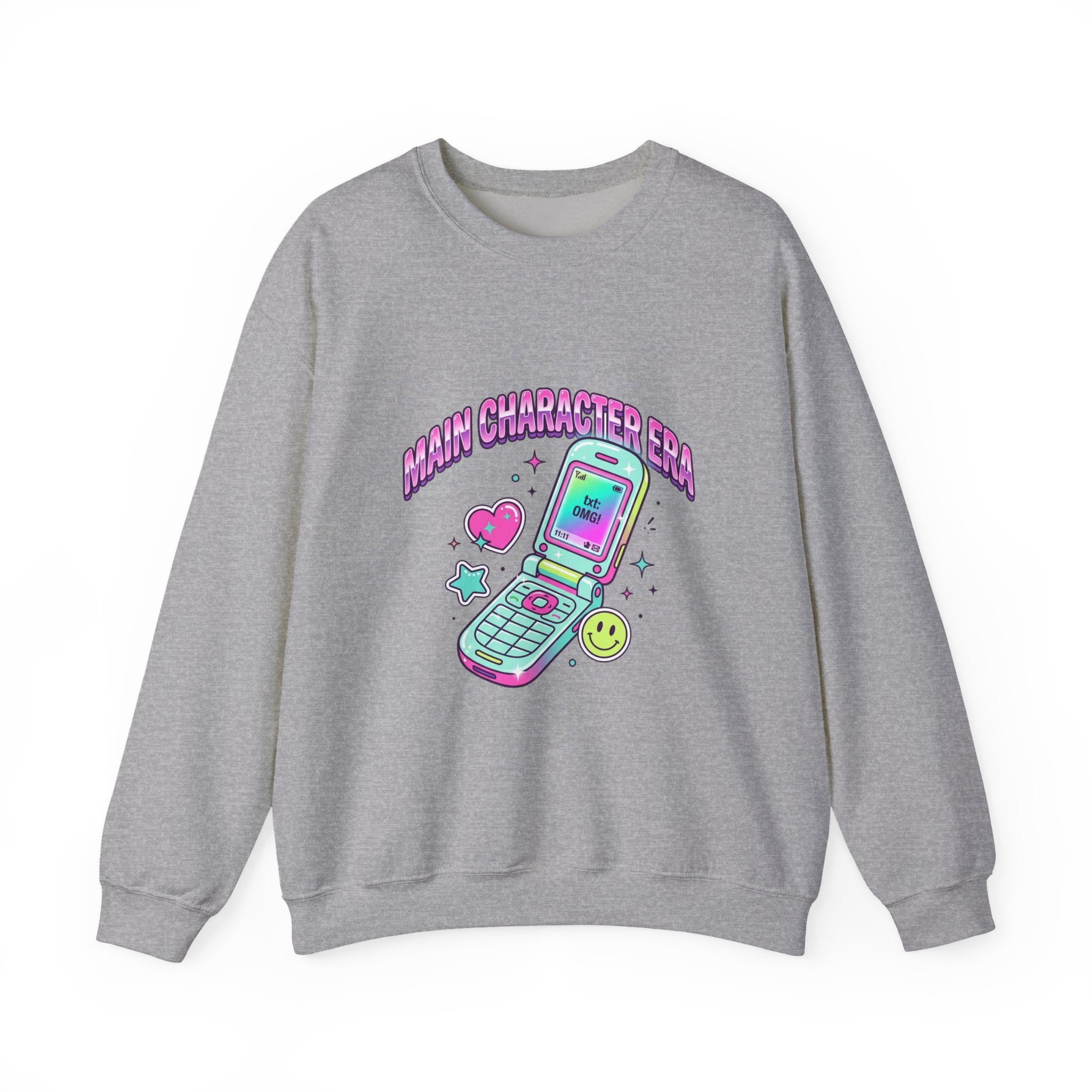 Flirty Y2K Flip Phone Graphic Sweatshirt | 2000s Aesthetic, Retro Internet