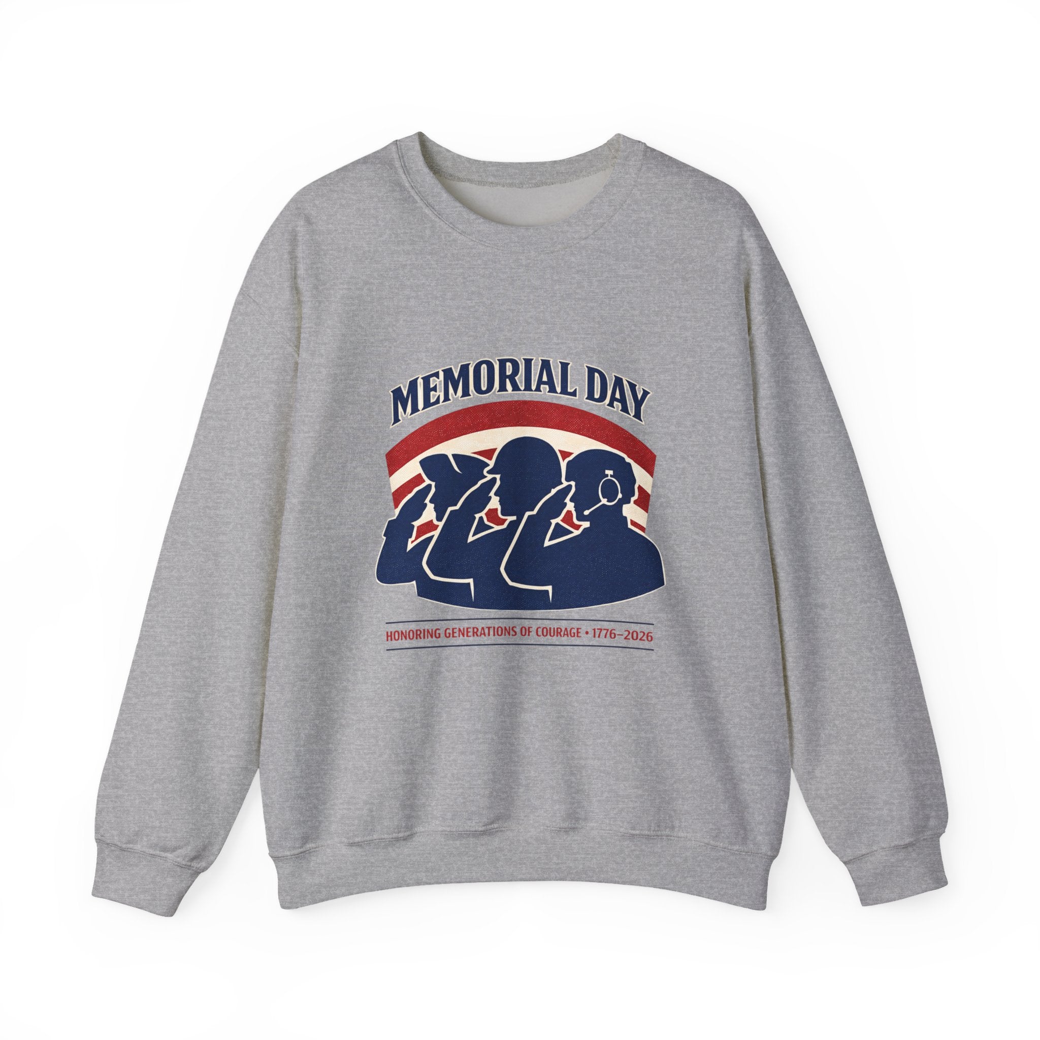 Memorial Day 1776–2026 Crewneck Sweatshirt | USA 250, vintage distressed patriotic