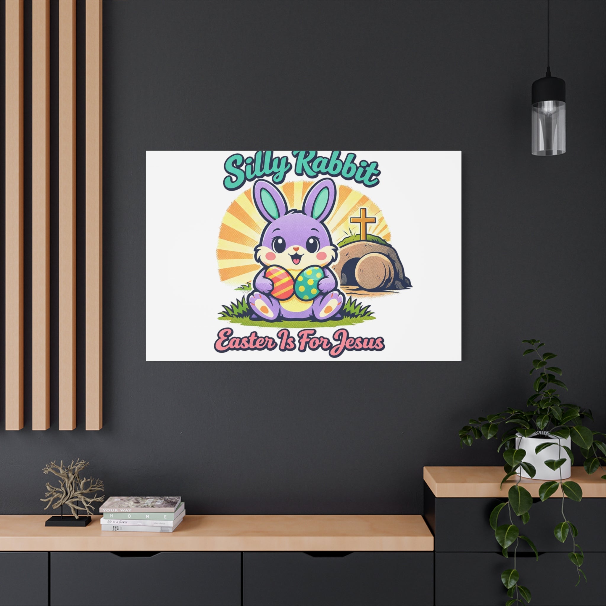 Easter Is For Jesus Bunny Canvas | Easter Christian, Faith-Based Pastel Retro