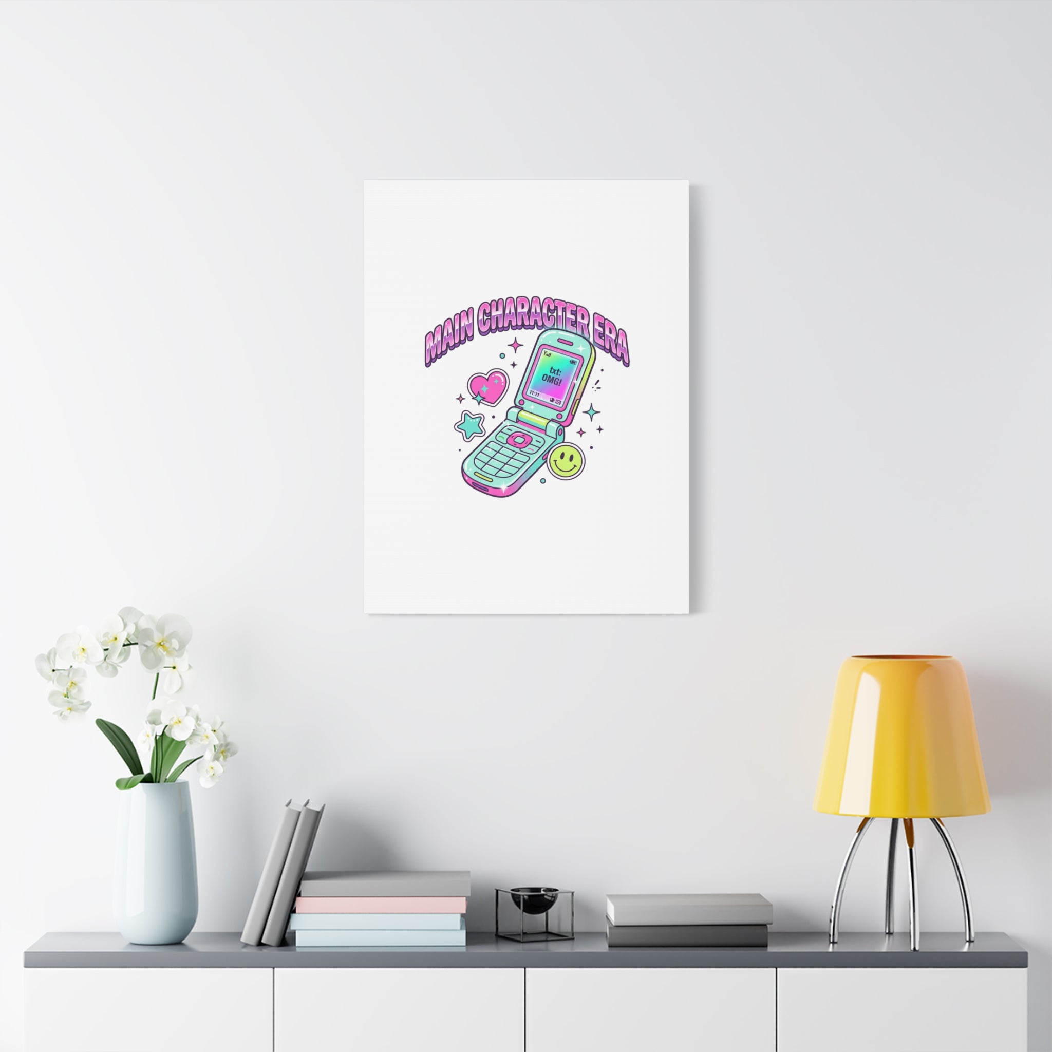 Main Character Era Canvas | Y2K Aesthetic, Retro Flip Phone Wall Art