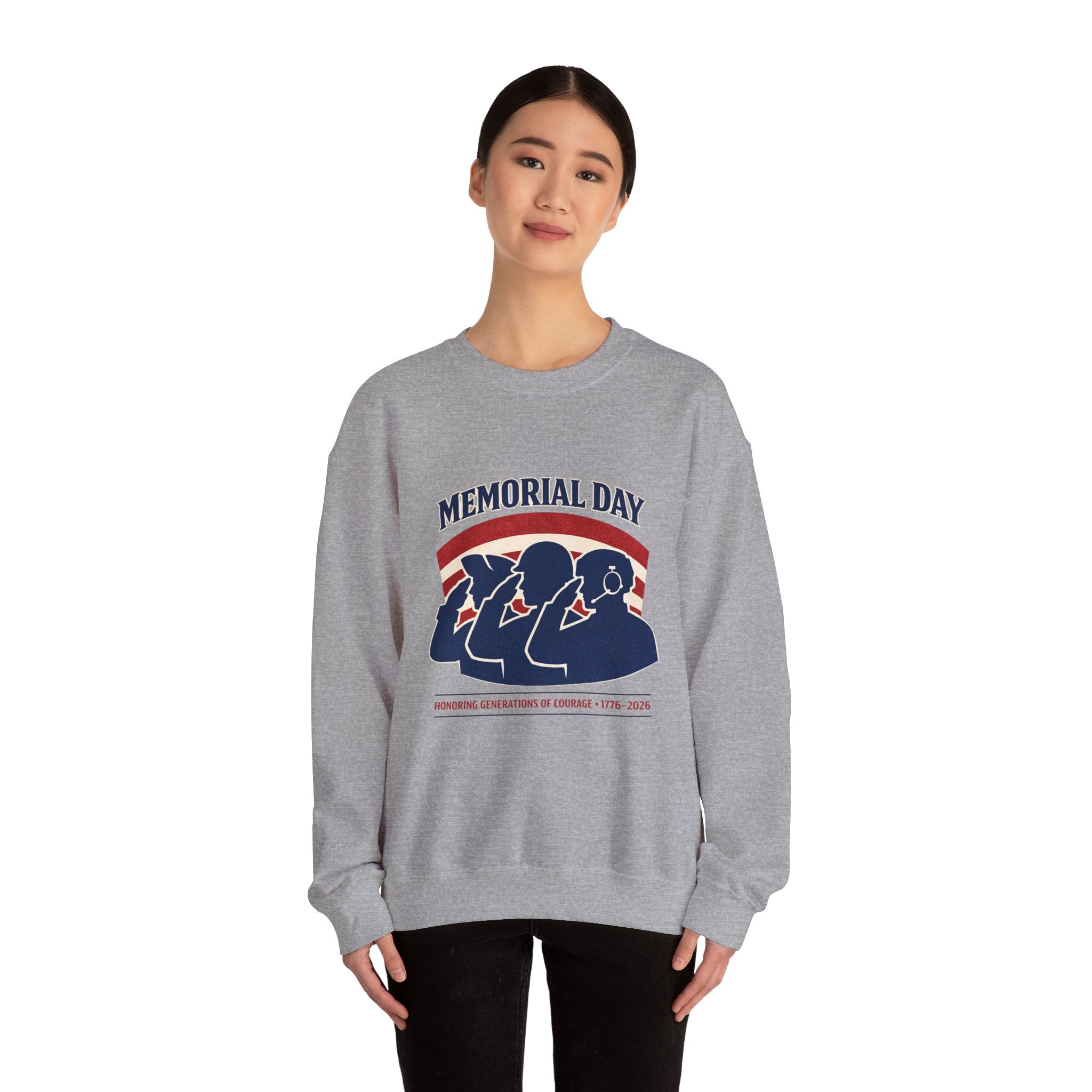 Memorial Day 1776–2026 Crewneck Sweatshirt | USA 250, vintage distressed patriotic
