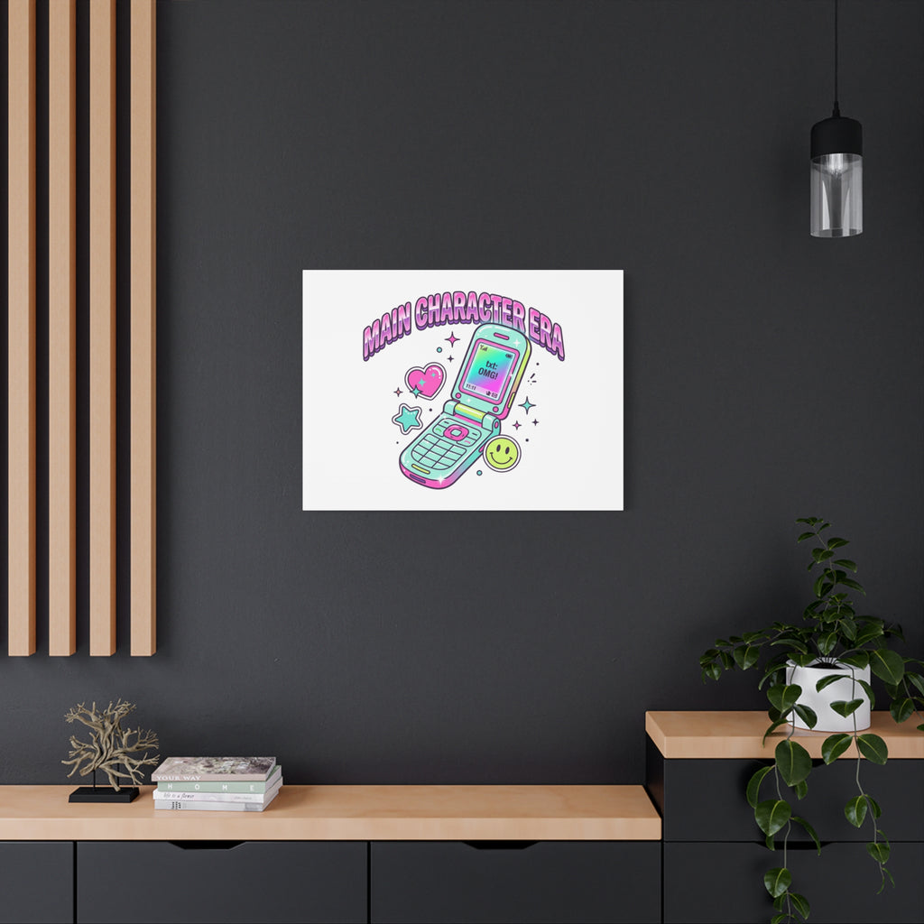 Main Character Era Canvas | Y2K Aesthetic, Retro Flip Phone Wall Art