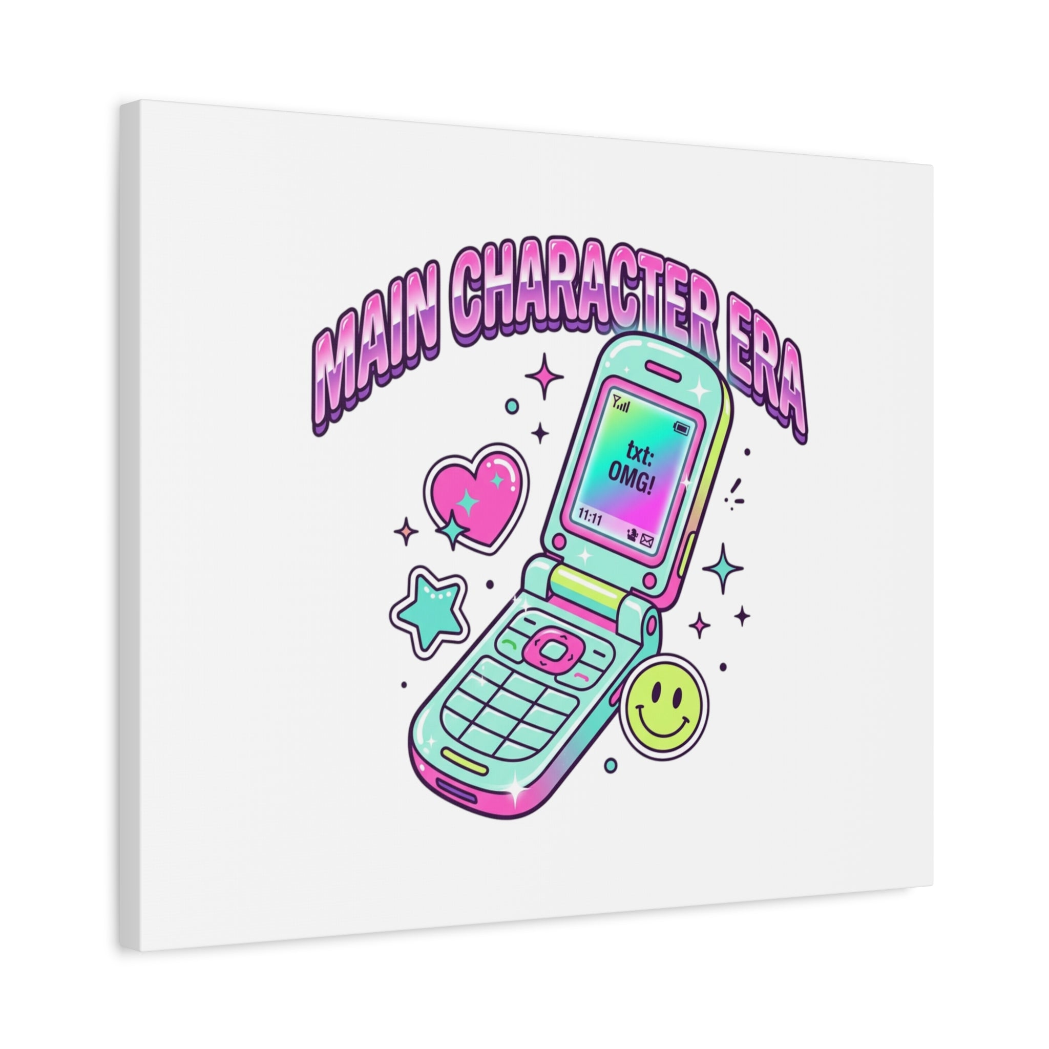 Main Character Era Canvas | Y2K Aesthetic, Retro Flip Phone Wall Art