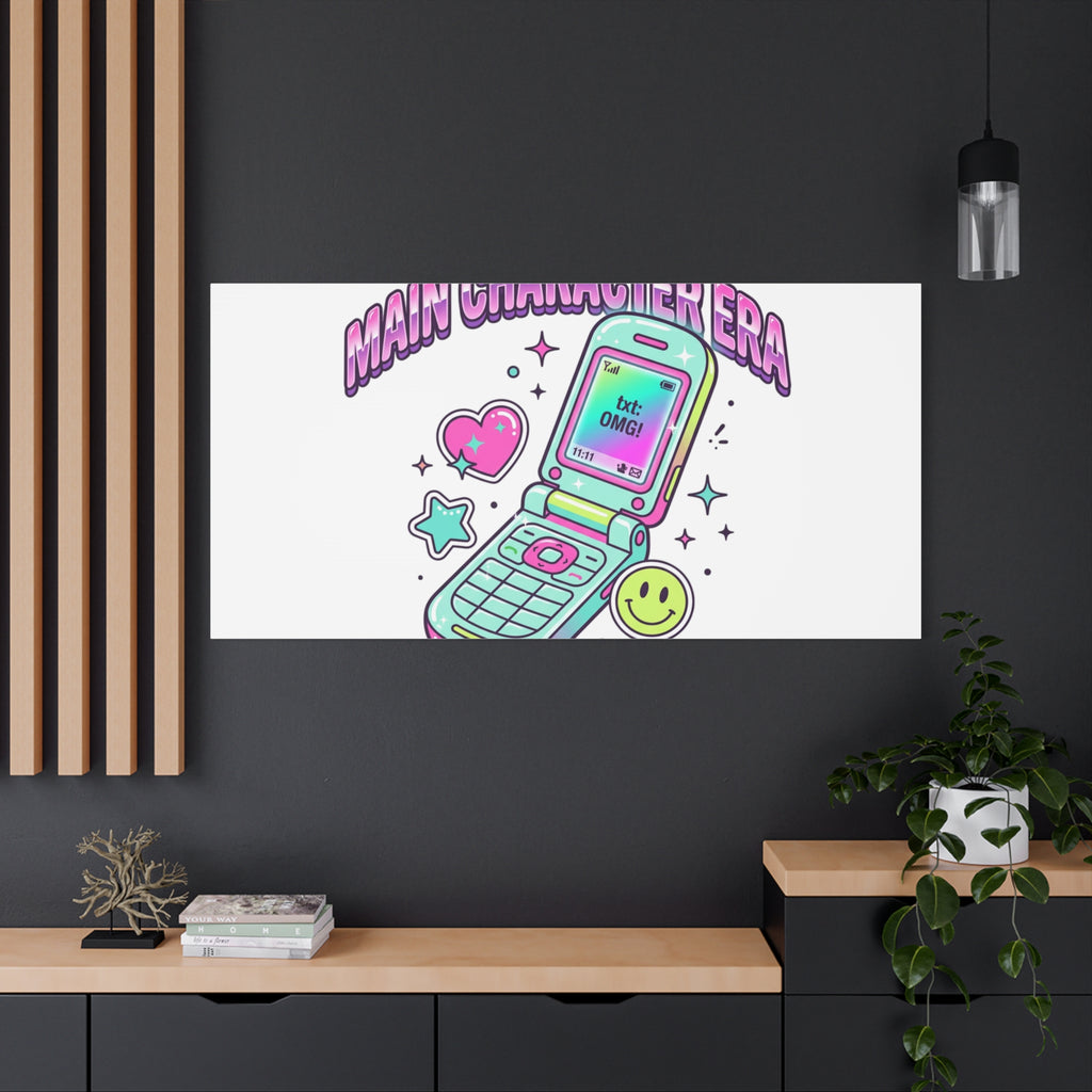 Main Character Era Canvas | Y2K Aesthetic, Retro Flip Phone Wall Art