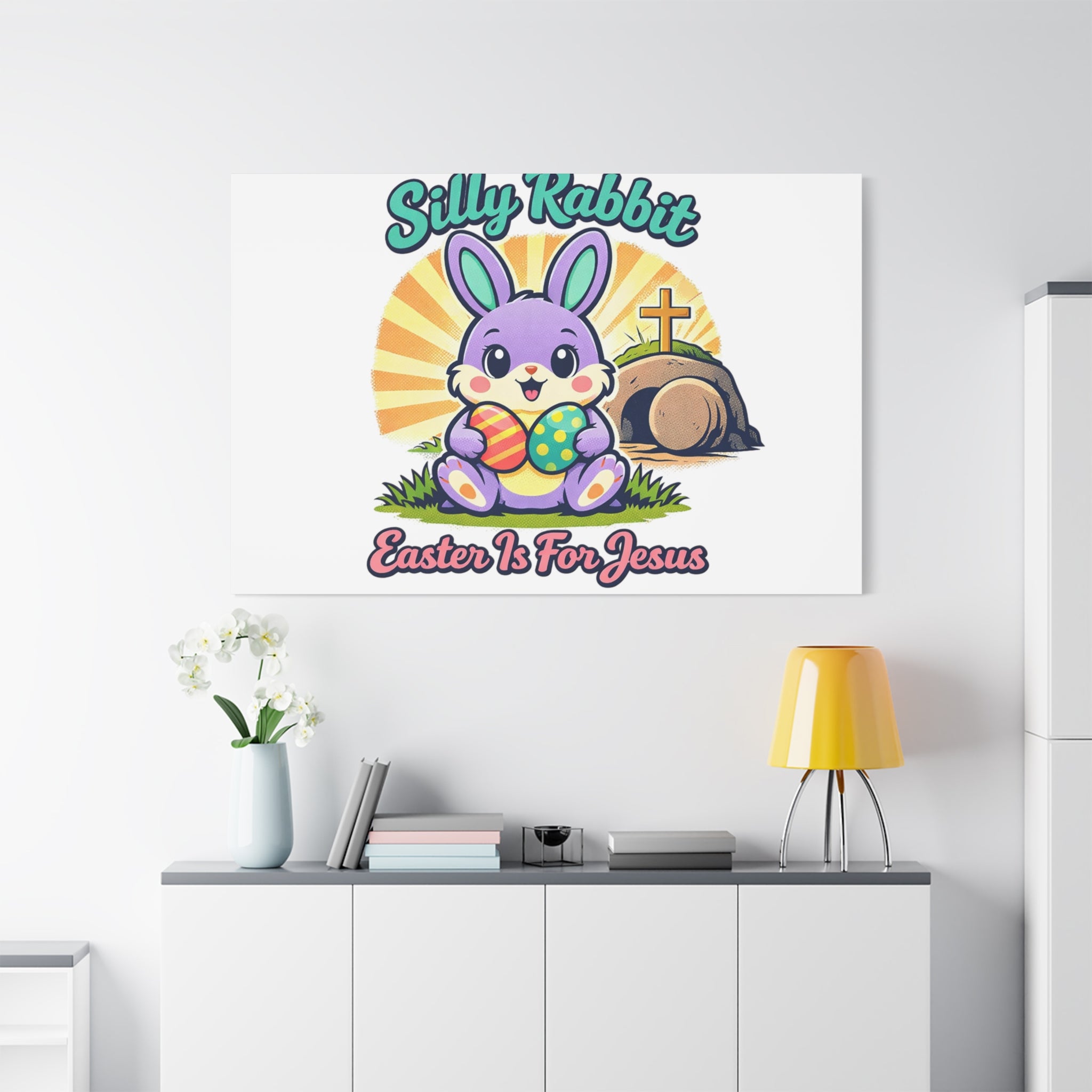 Easter Is For Jesus Bunny Canvas | Easter Christian, Faith-Based Pastel Retro