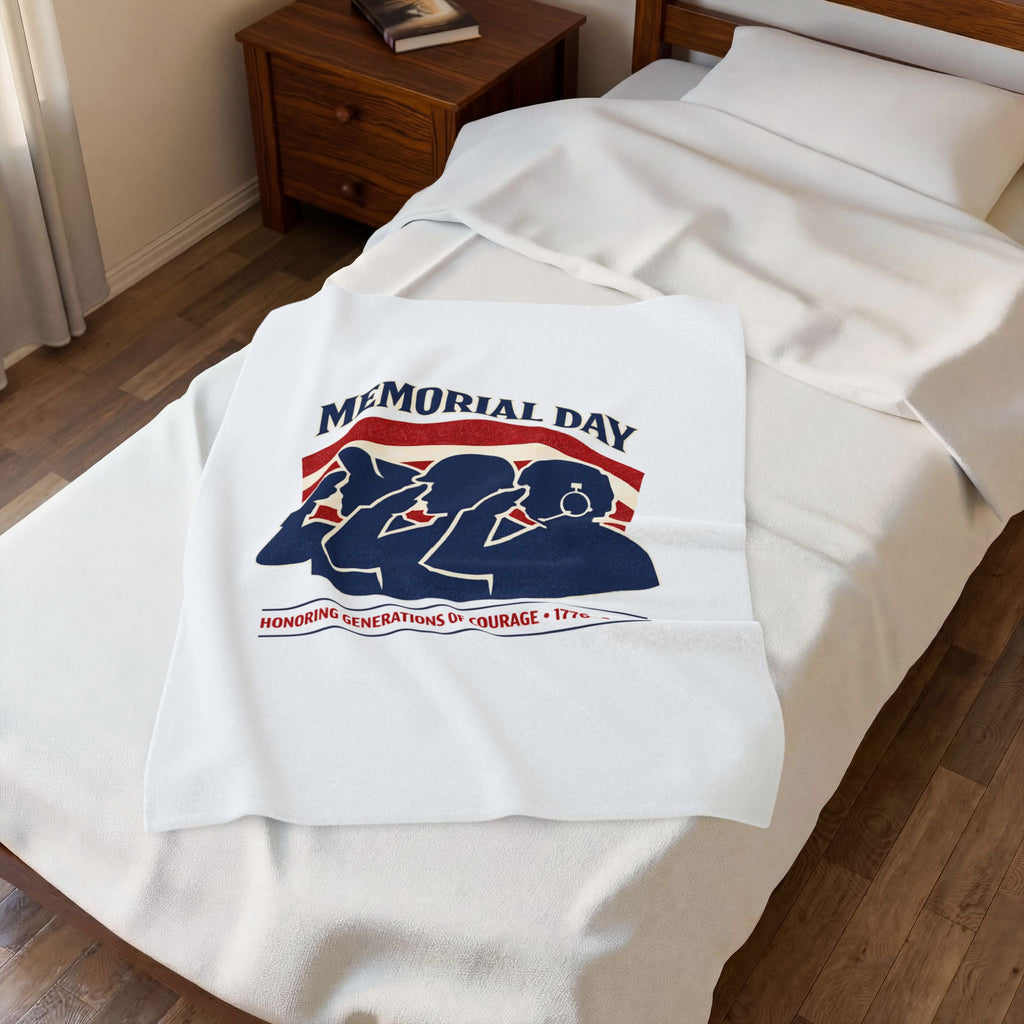 Memorial Day 1776–2026 Velveteen Plush Blanket | USA 250, vintage distressed patriotic
