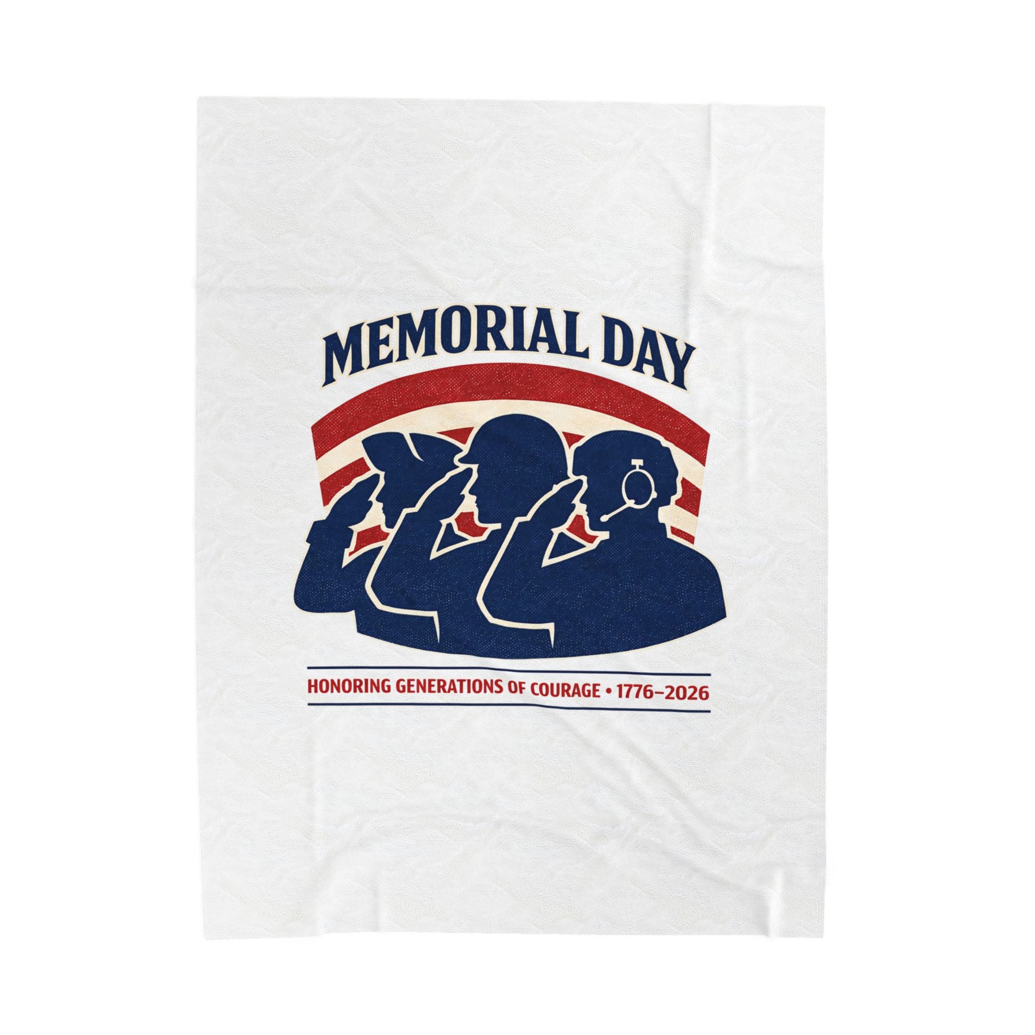 Memorial Day 1776–2026 Velveteen Plush Blanket | USA 250, vintage distressed patriotic