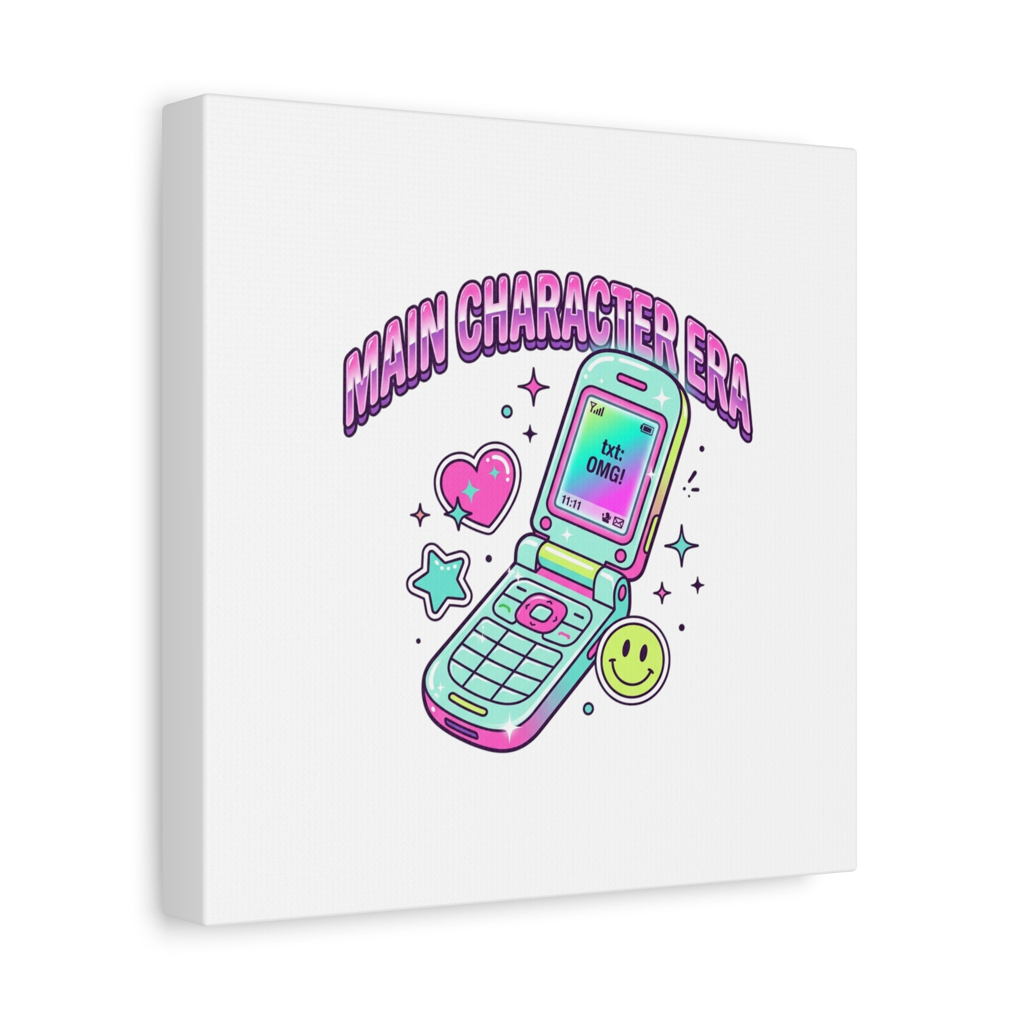 Main Character Era Canvas | Y2K Aesthetic, Retro Flip Phone Wall Art