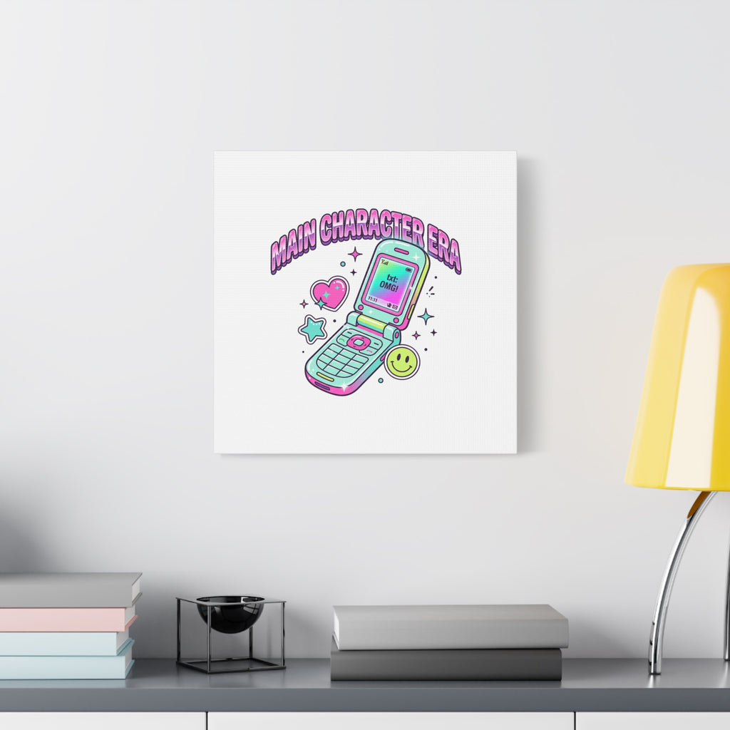 Main Character Era Canvas | Y2K Aesthetic, Retro Flip Phone Wall Art