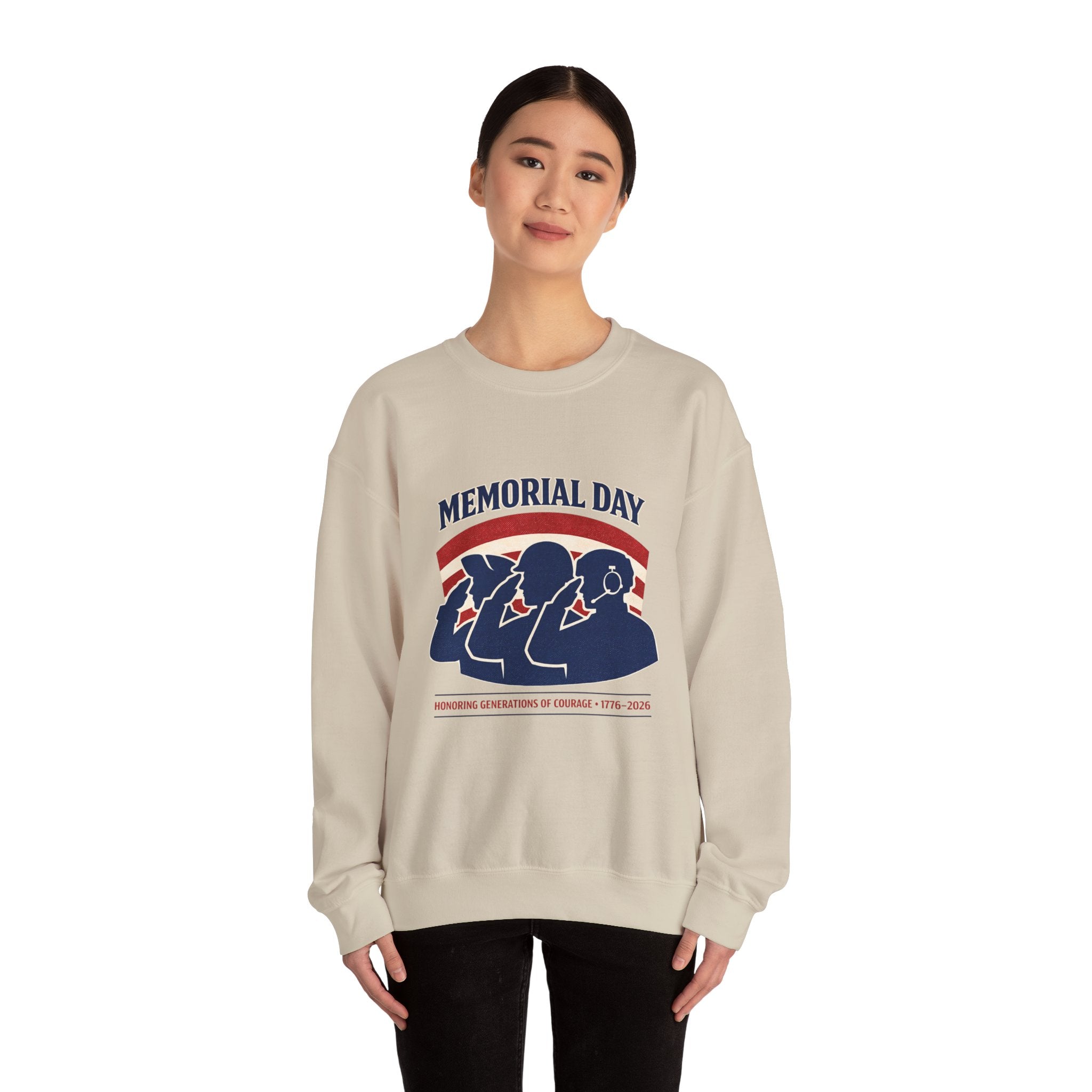Memorial Day 1776–2026 Crewneck Sweatshirt | USA 250, vintage distressed patriotic