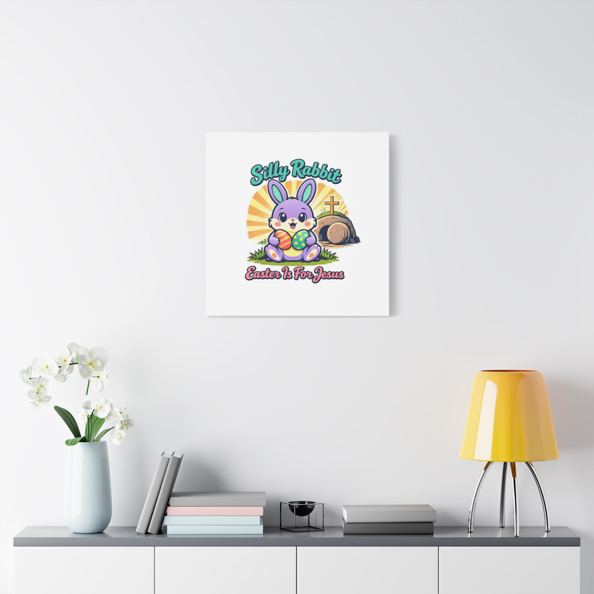 Easter Is For Jesus Bunny Canvas | Easter Christian, Faith-Based Pastel Retro