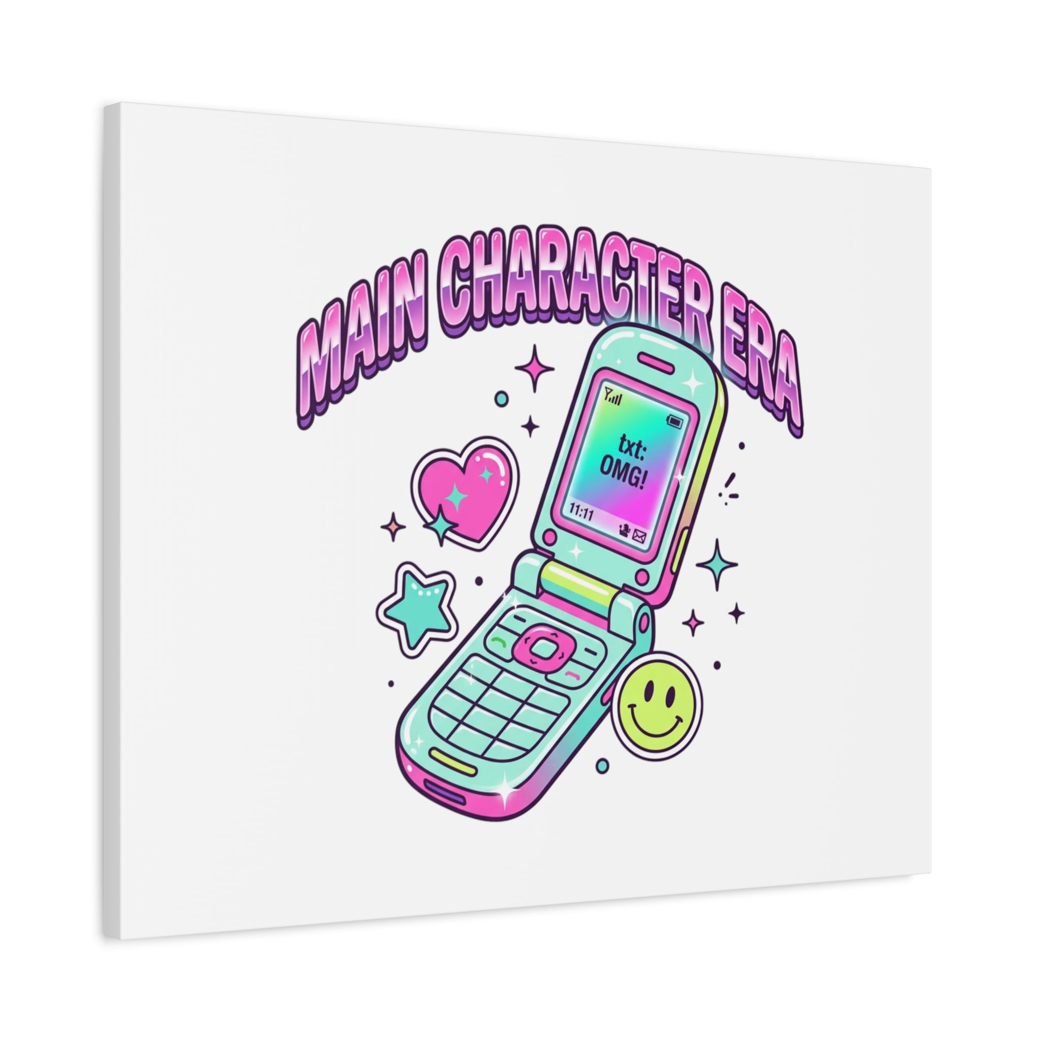 Main Character Era Canvas | Y2K Aesthetic, Retro Flip Phone Wall Art