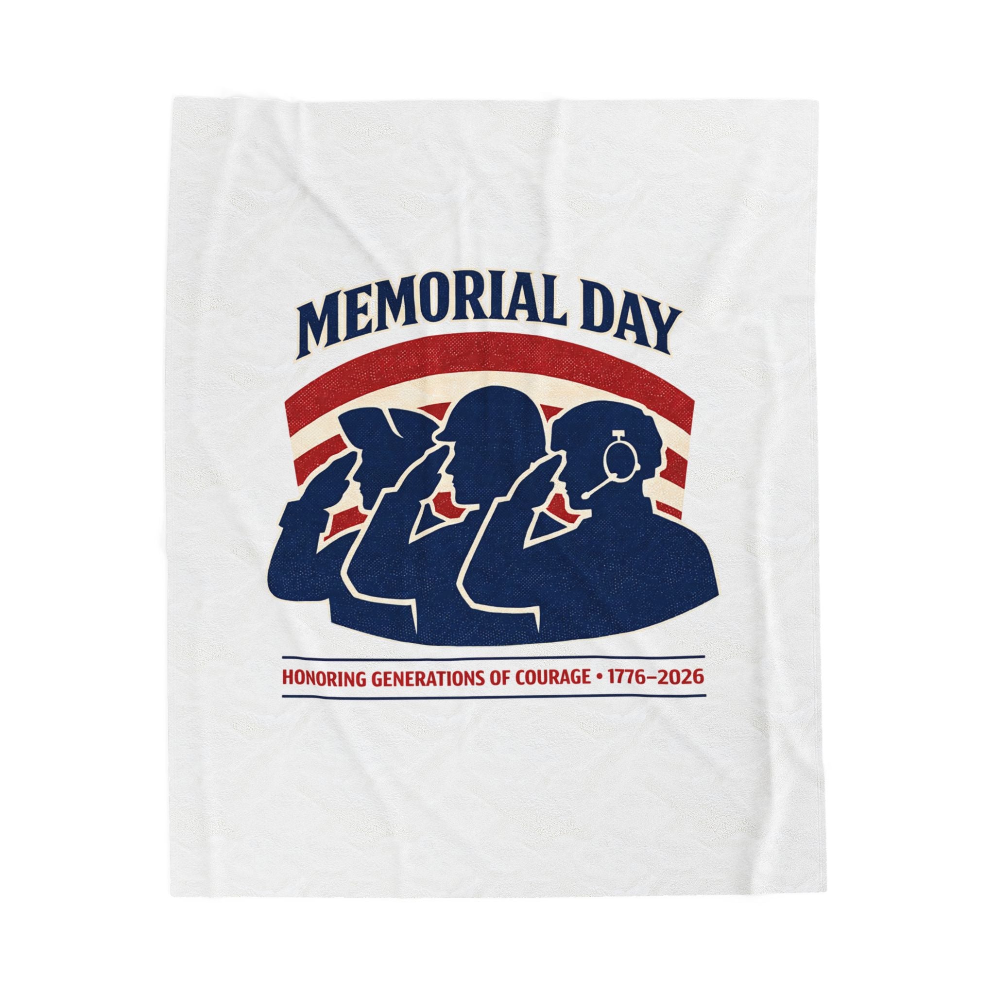 Memorial Day 1776–2026 Velveteen Plush Blanket | USA 250, vintage distressed patriotic