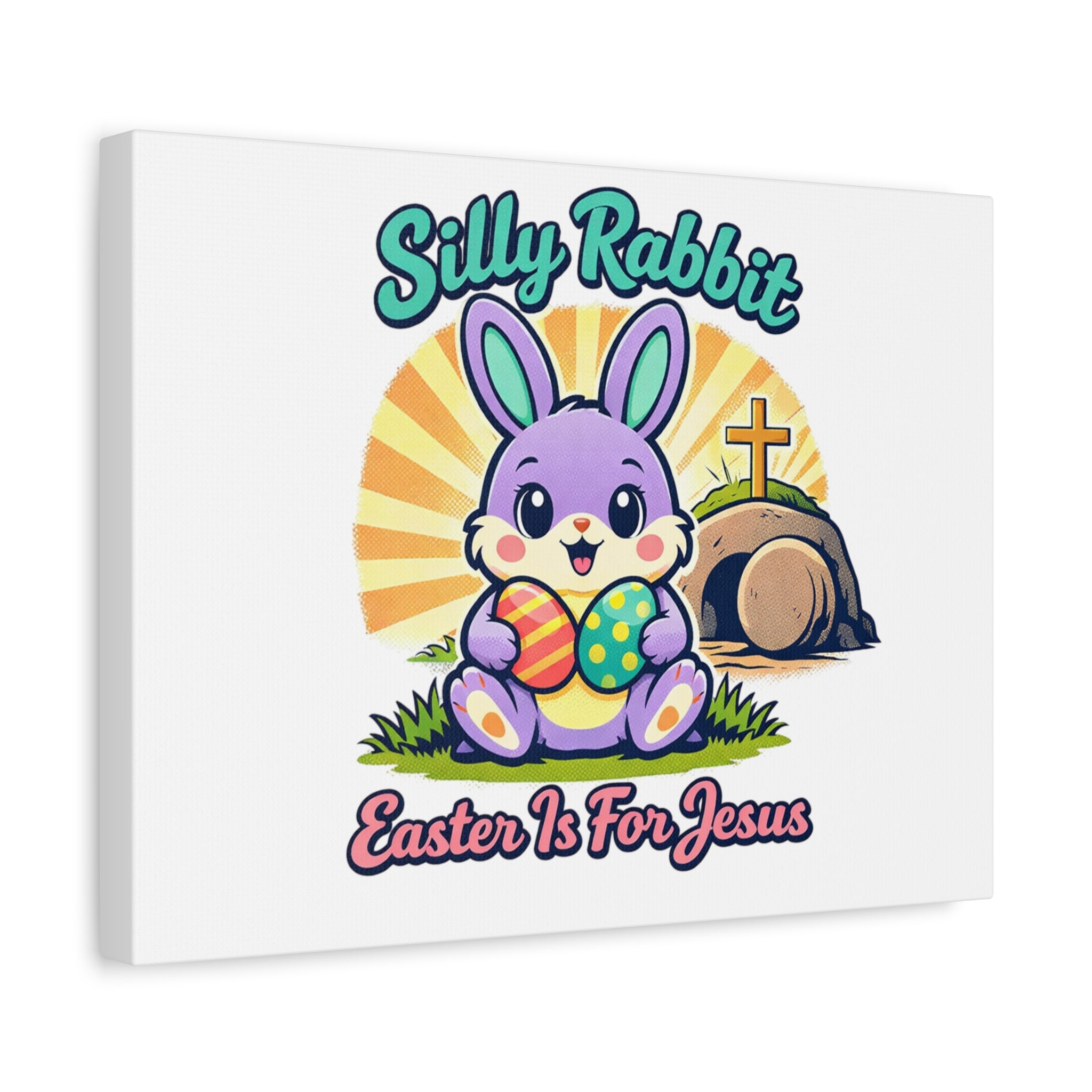Easter Is For Jesus Bunny Canvas | Easter Christian, Faith-Based Pastel Retro