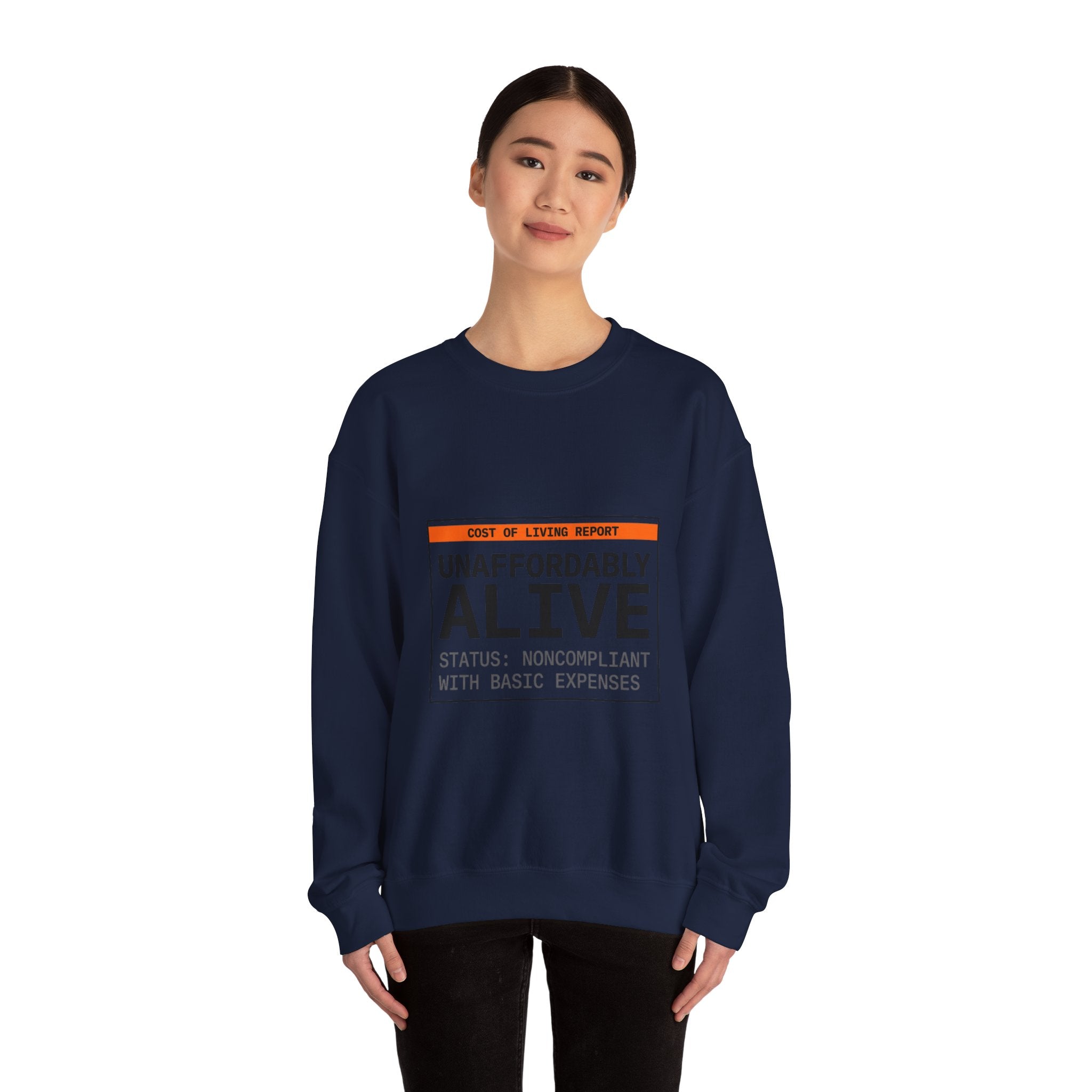 Unaffordably Alive Crewneck Sweatshirt | cost of living crisis, receipt aesthetic