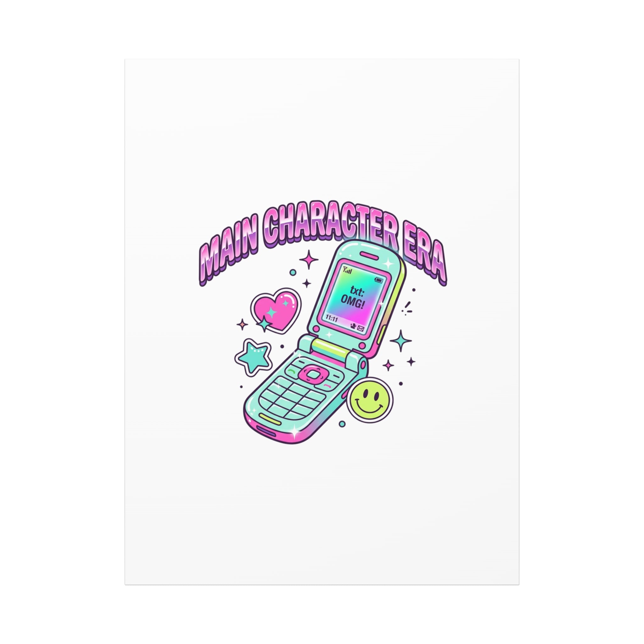 Main Character Era Canvas | Y2K Aesthetic, Retro Flip Phone Wall Art