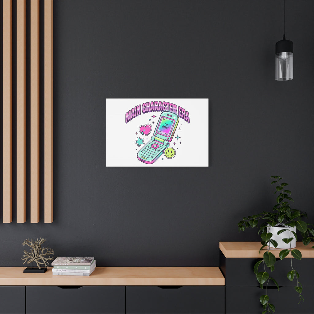 Main Character Era Canvas | Y2K Aesthetic, Retro Flip Phone Wall Art